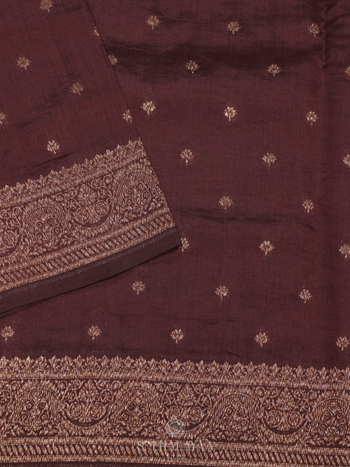 Brown Chiniya Silk Saree