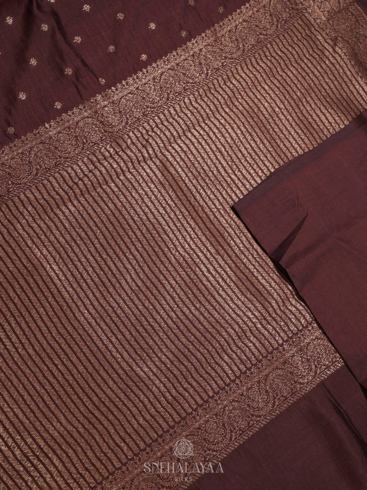 Brown Chiniya Silk Saree