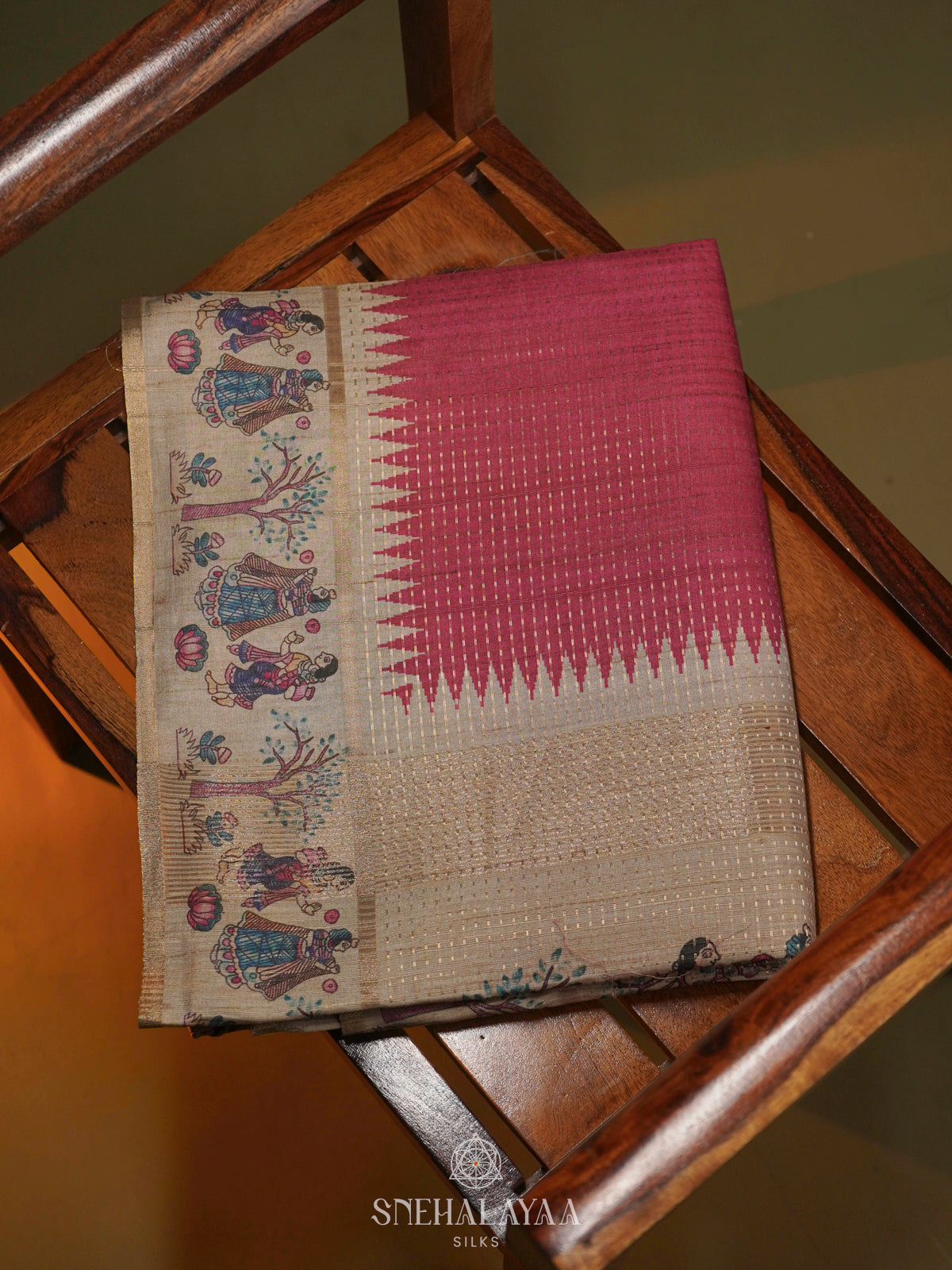 Pink Tussar Saree