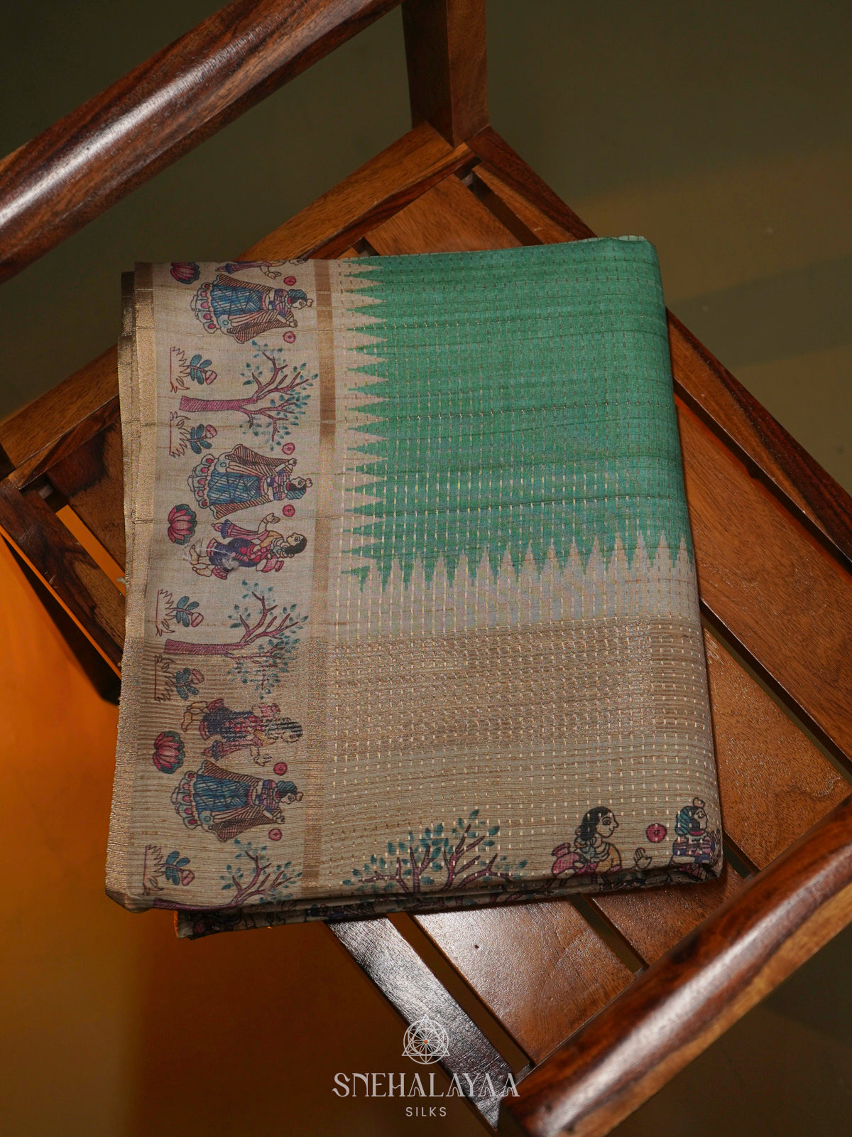 Mint Green Tussar Saree