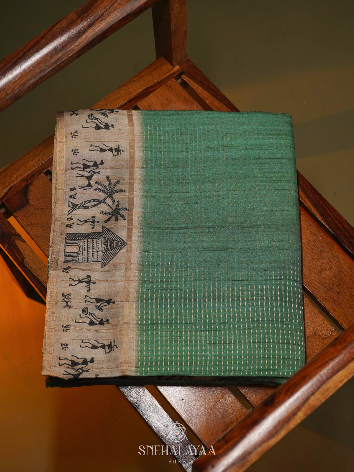 Teal Green Tussar Saree