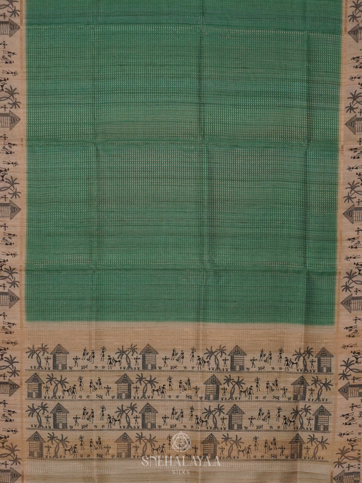 Teal Green Tussar Saree