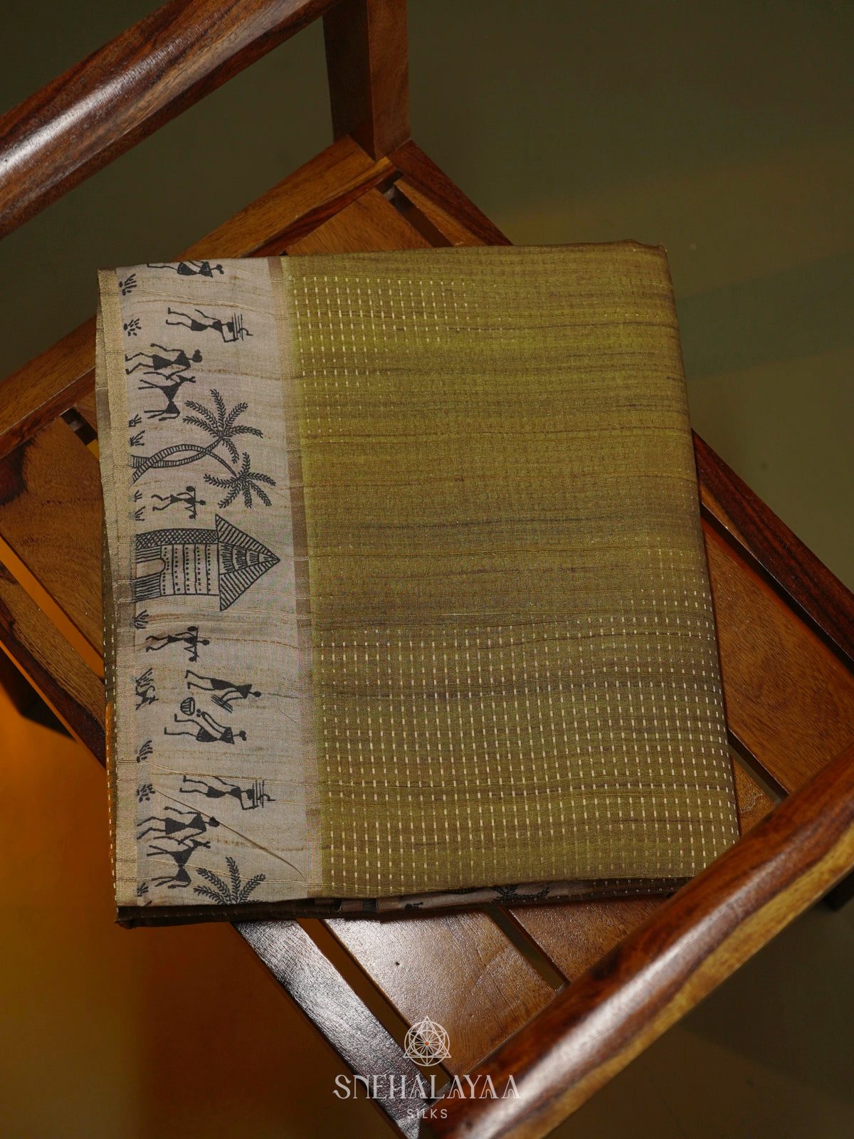 Olive Green Tussar Saree