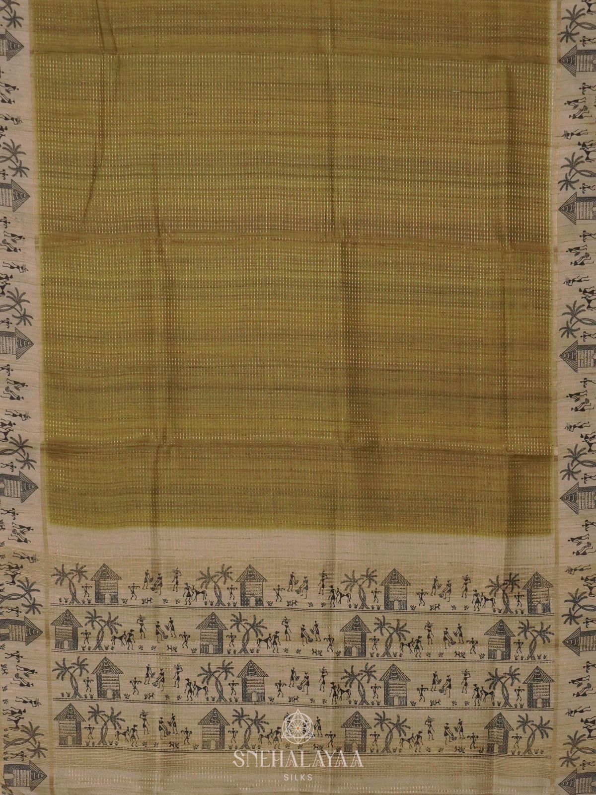 Olive Green Tussar Saree