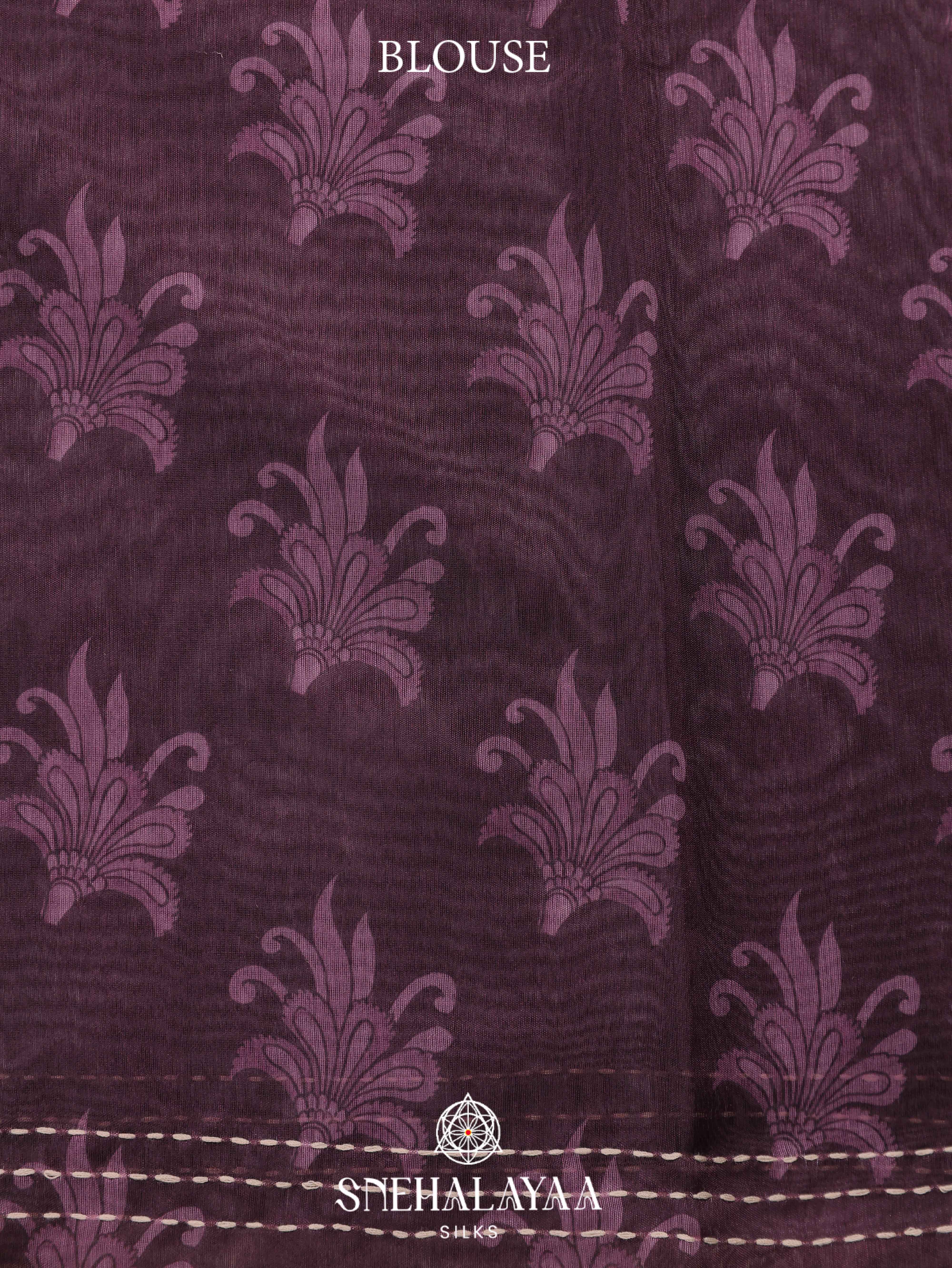 Pale Blue With Purple Border Linen Saree
