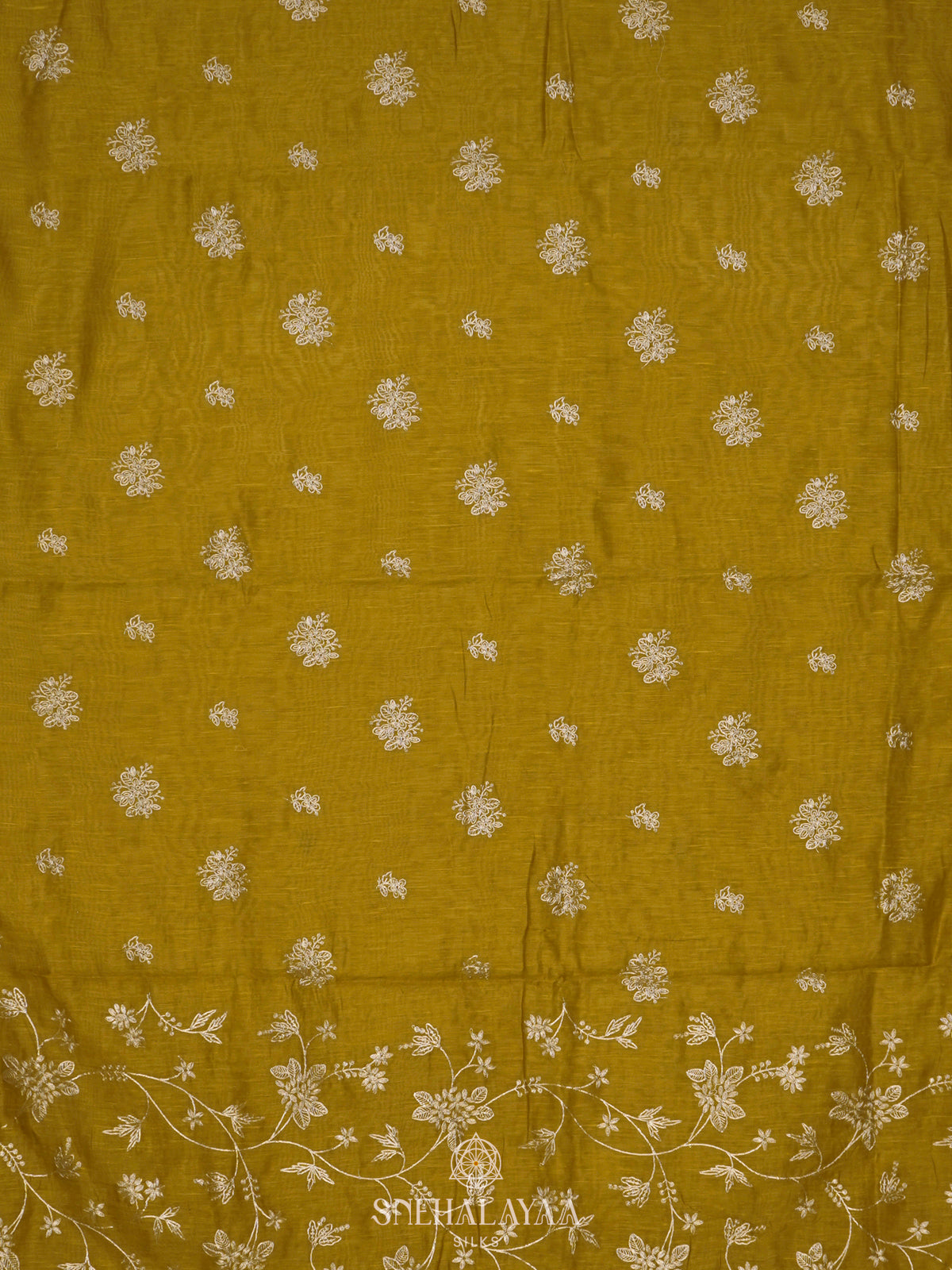 Mahendi Green Linen Saree