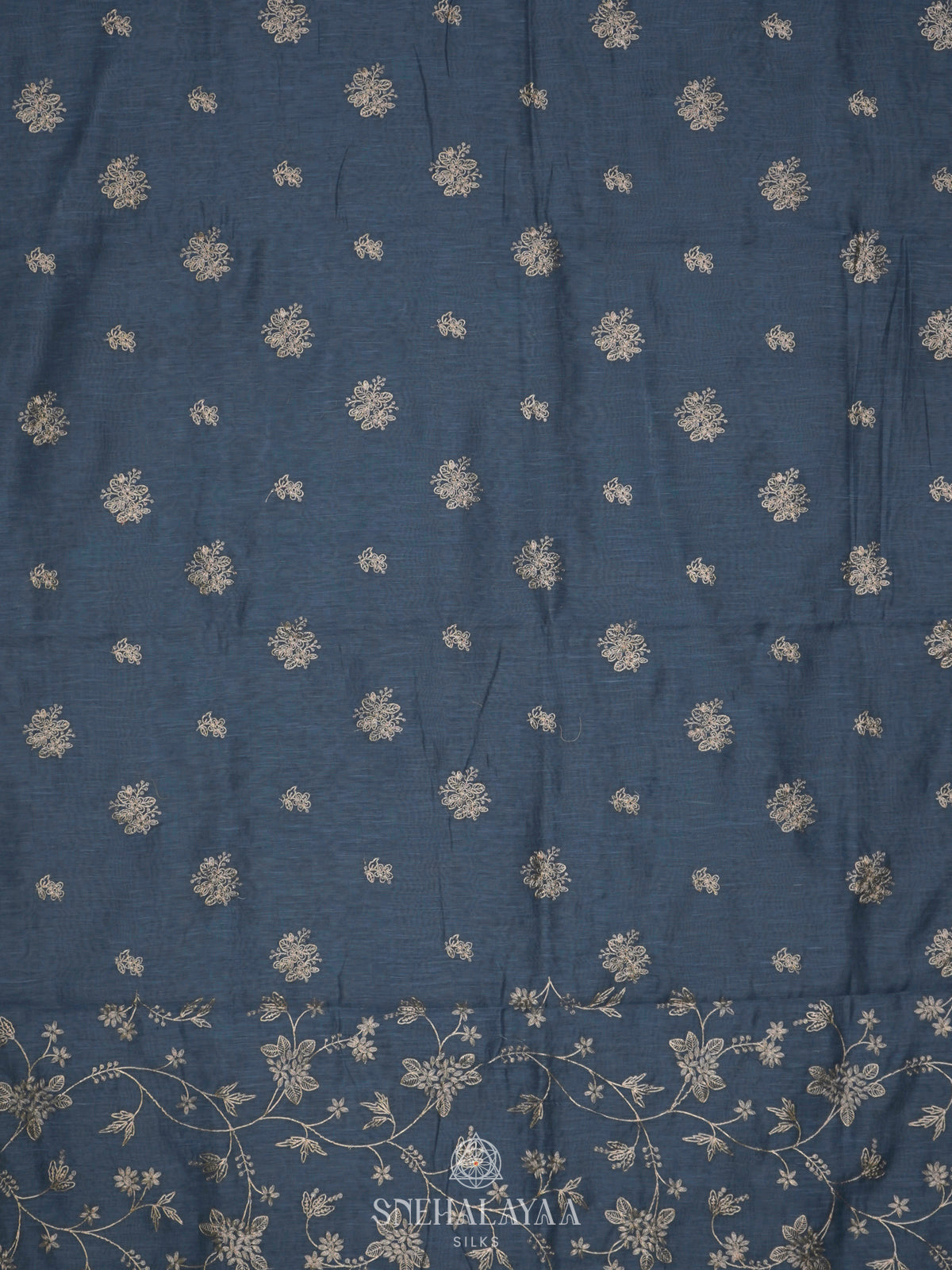 Blue Linen Saree