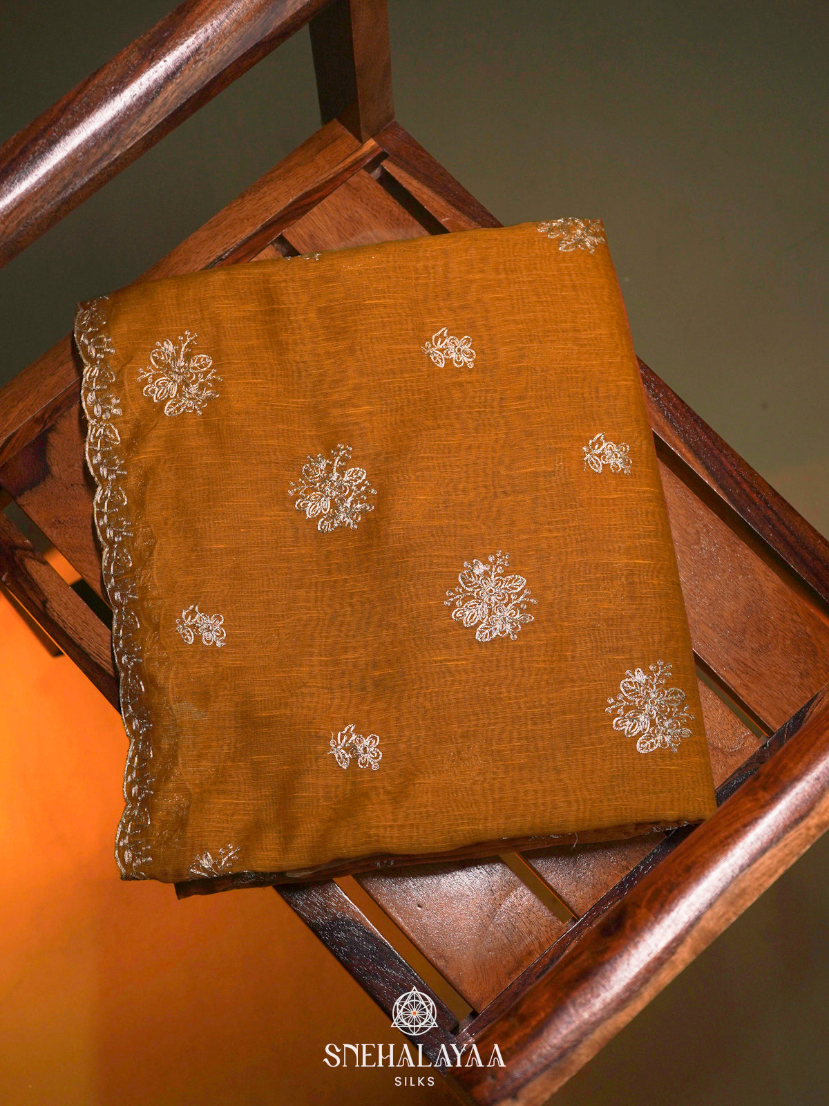 Orange Linen Saree