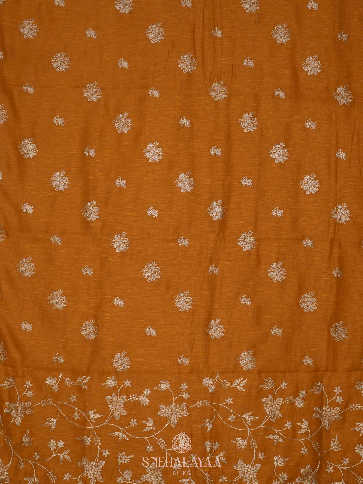 Orange Linen Saree
