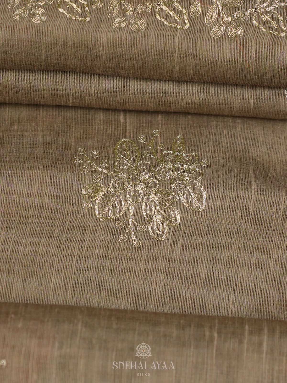 Olive Green Linen Saree