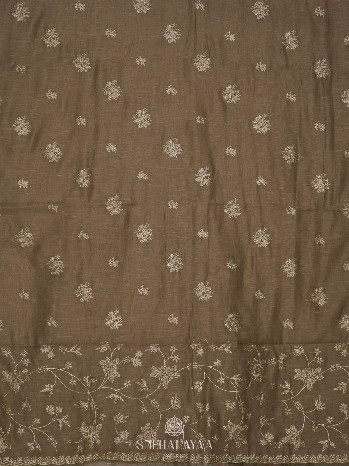 Olive Green Linen Saree