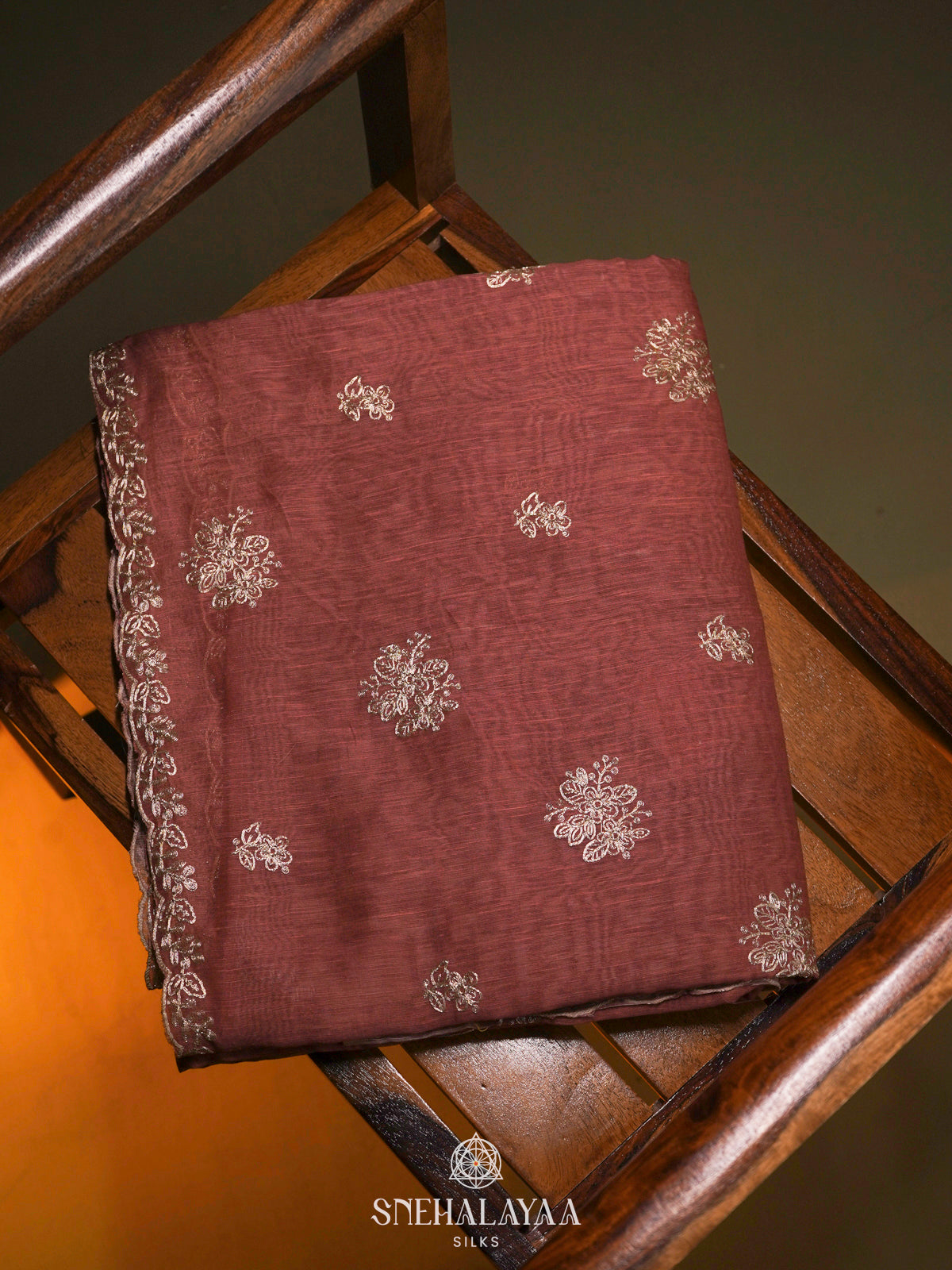 Maroon Linen Saree