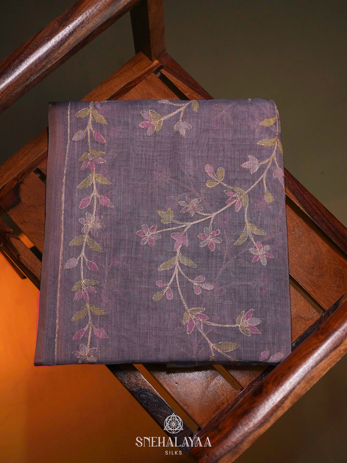 Lilac Linen Saree