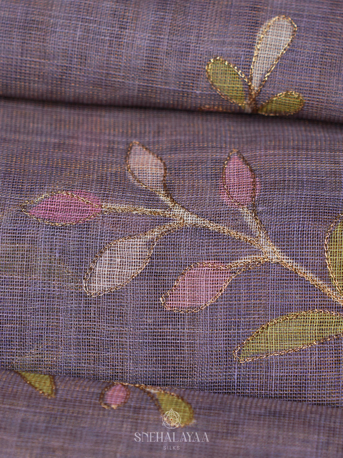 Lilac Linen Saree