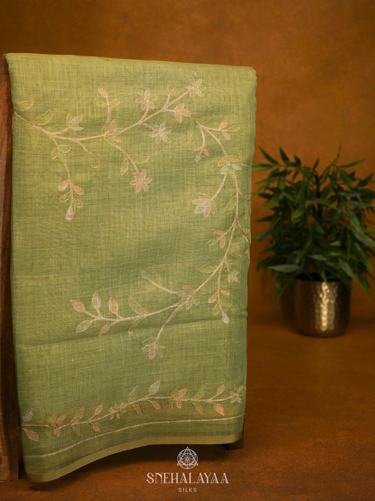 Green Linen Saree