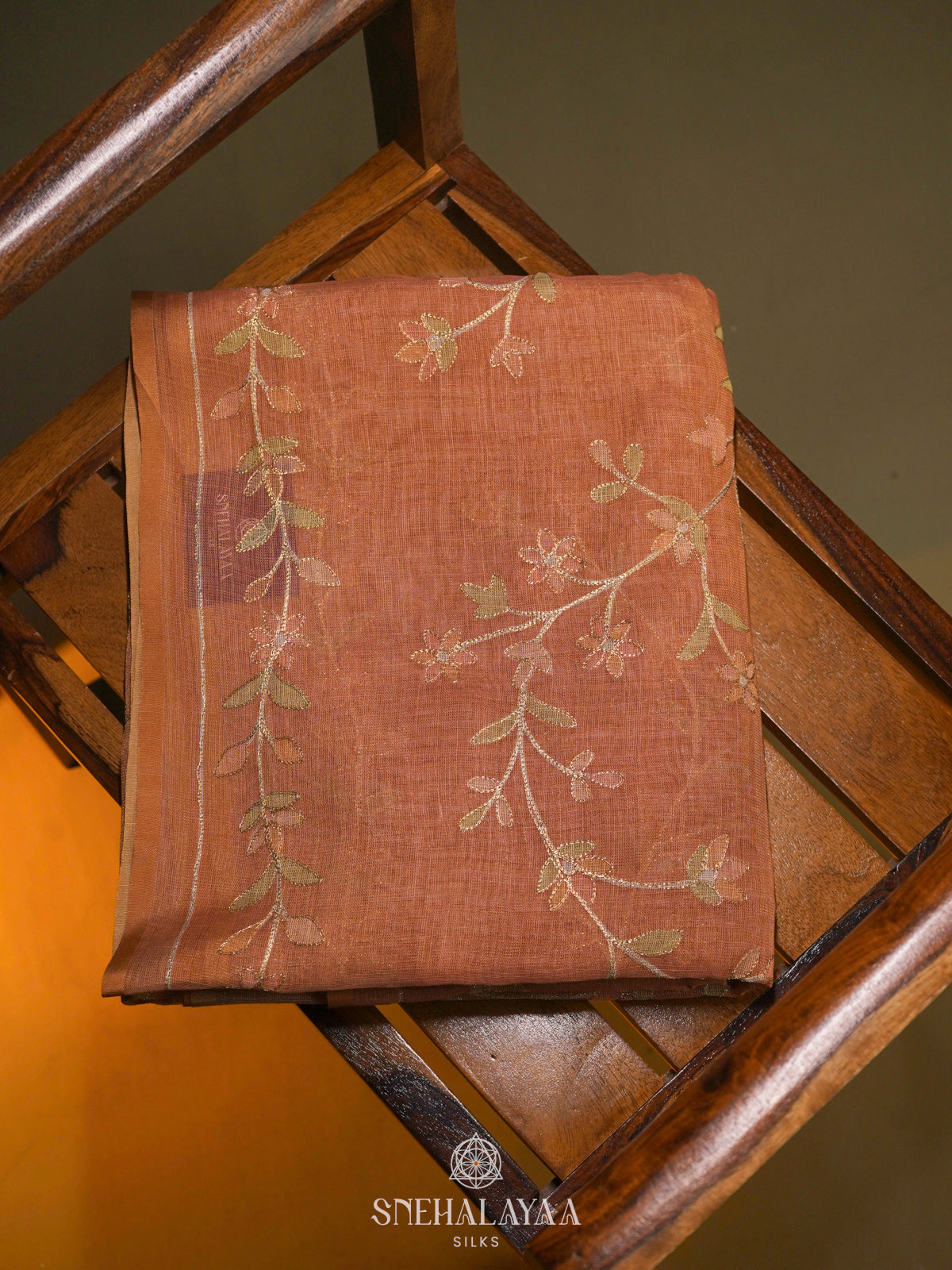 Peach Linen Saree