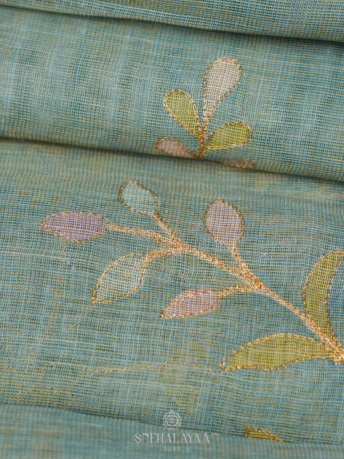 Teal Green Linen Saree