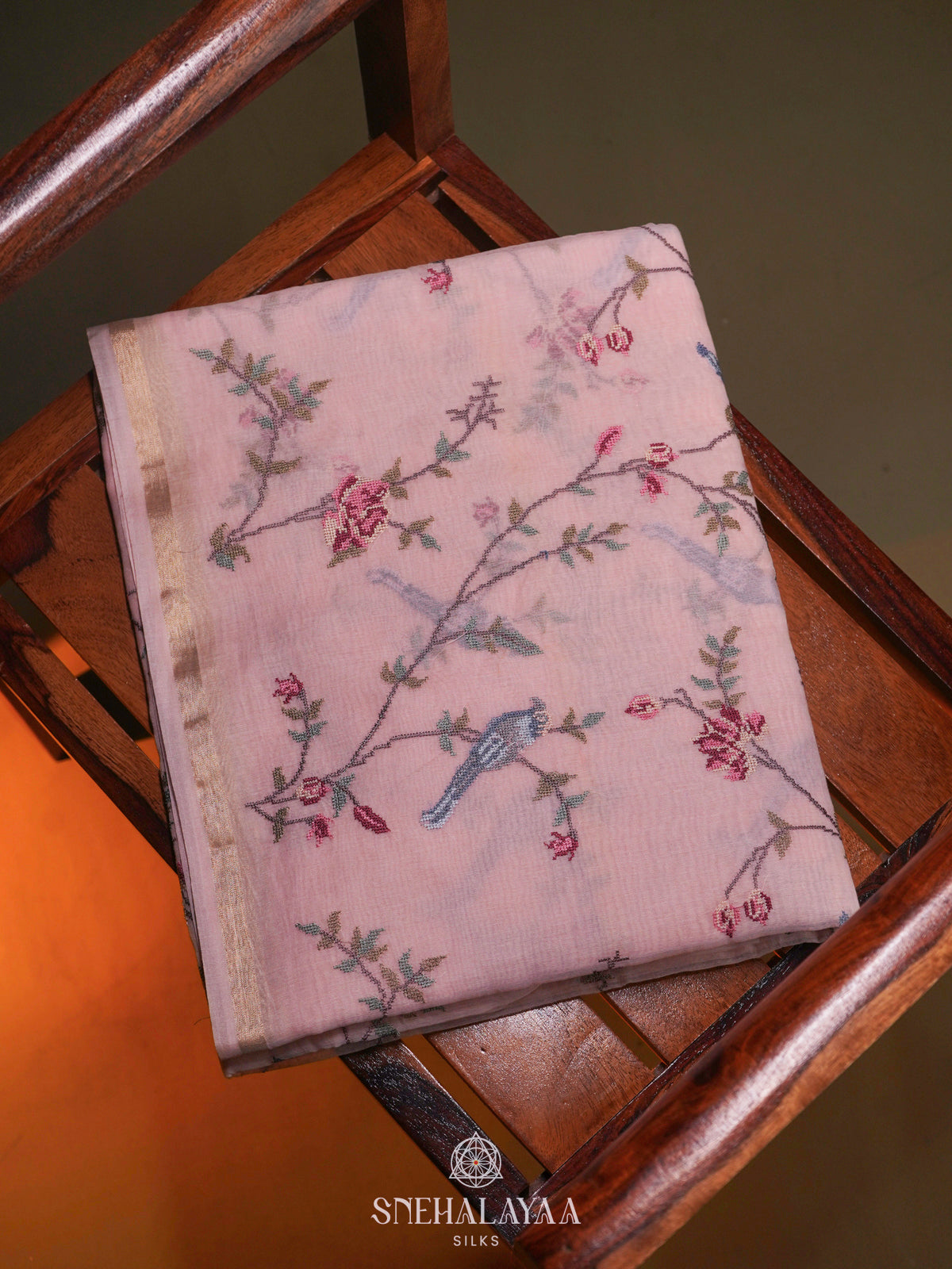 Pink Linen Saree