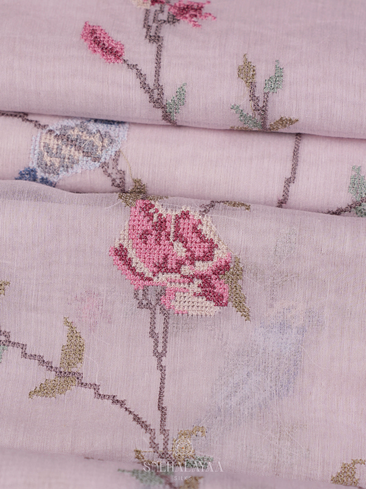 Pale Pink Linen Saree