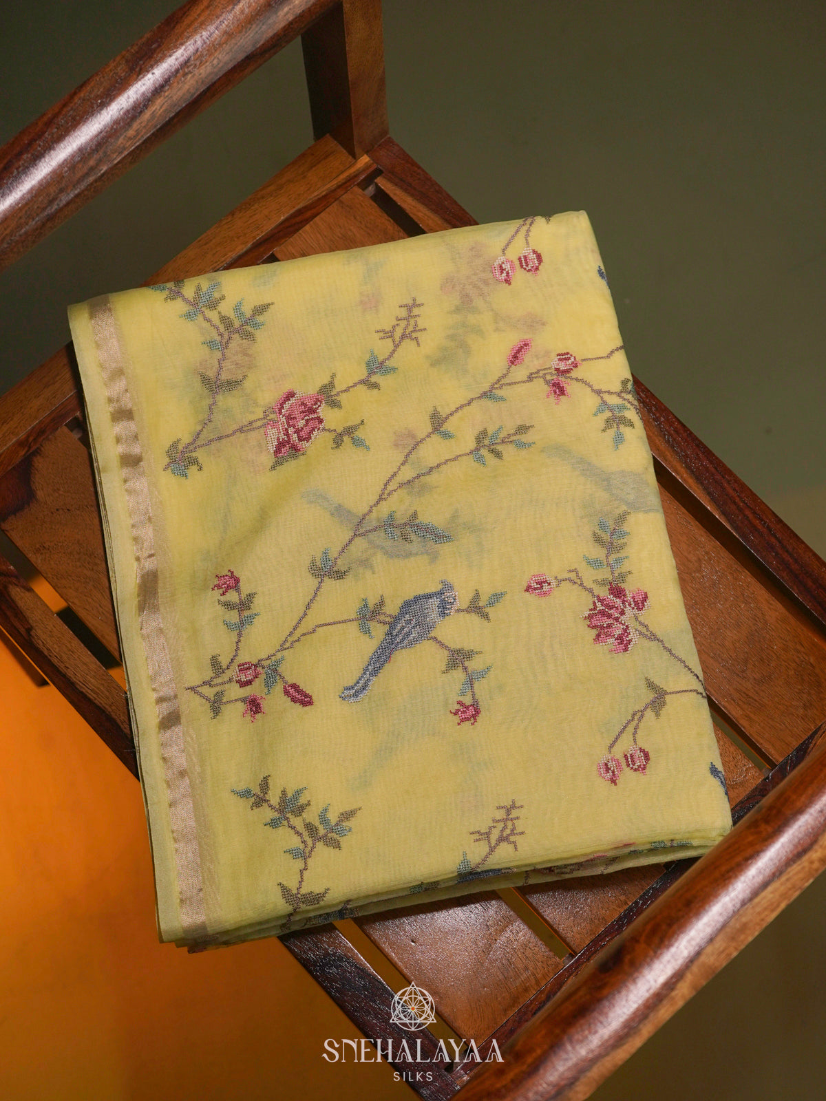 Yellow Linen Saree