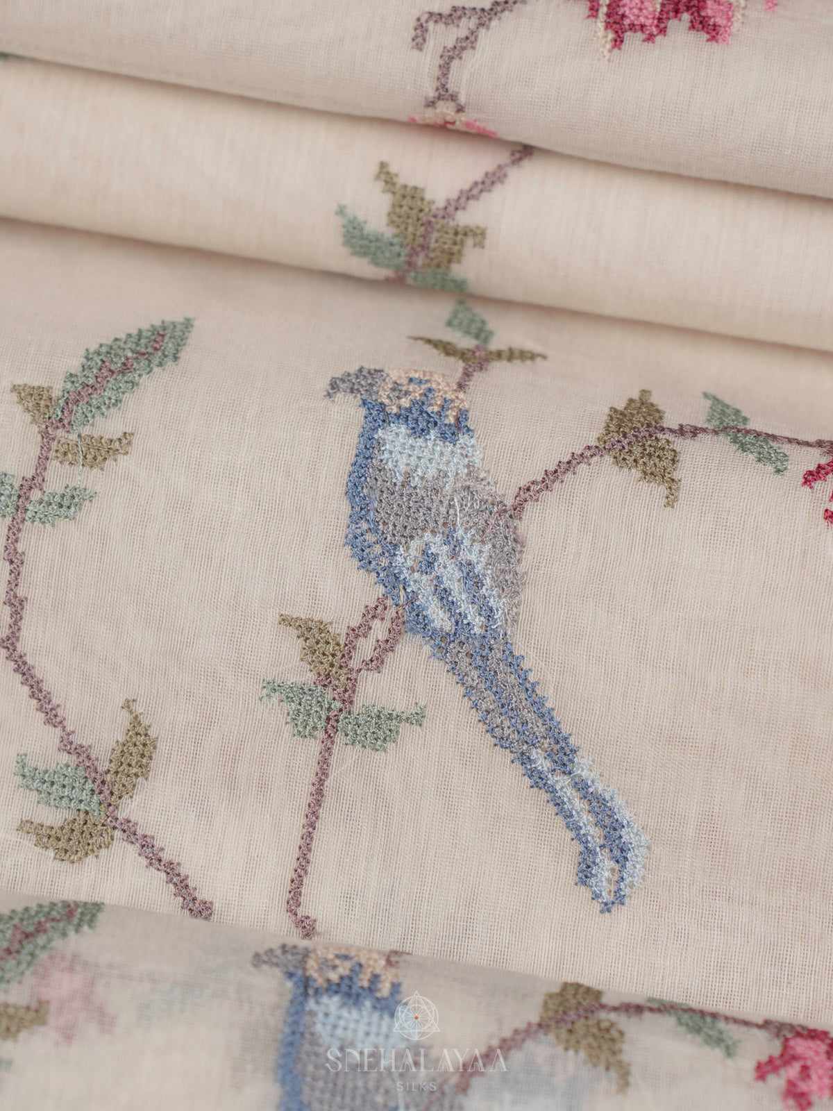 Cream Linen Saree