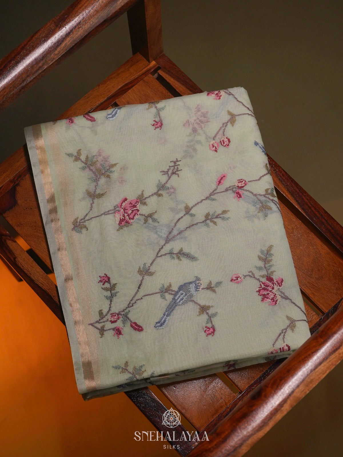 Pale Green Linen Saree