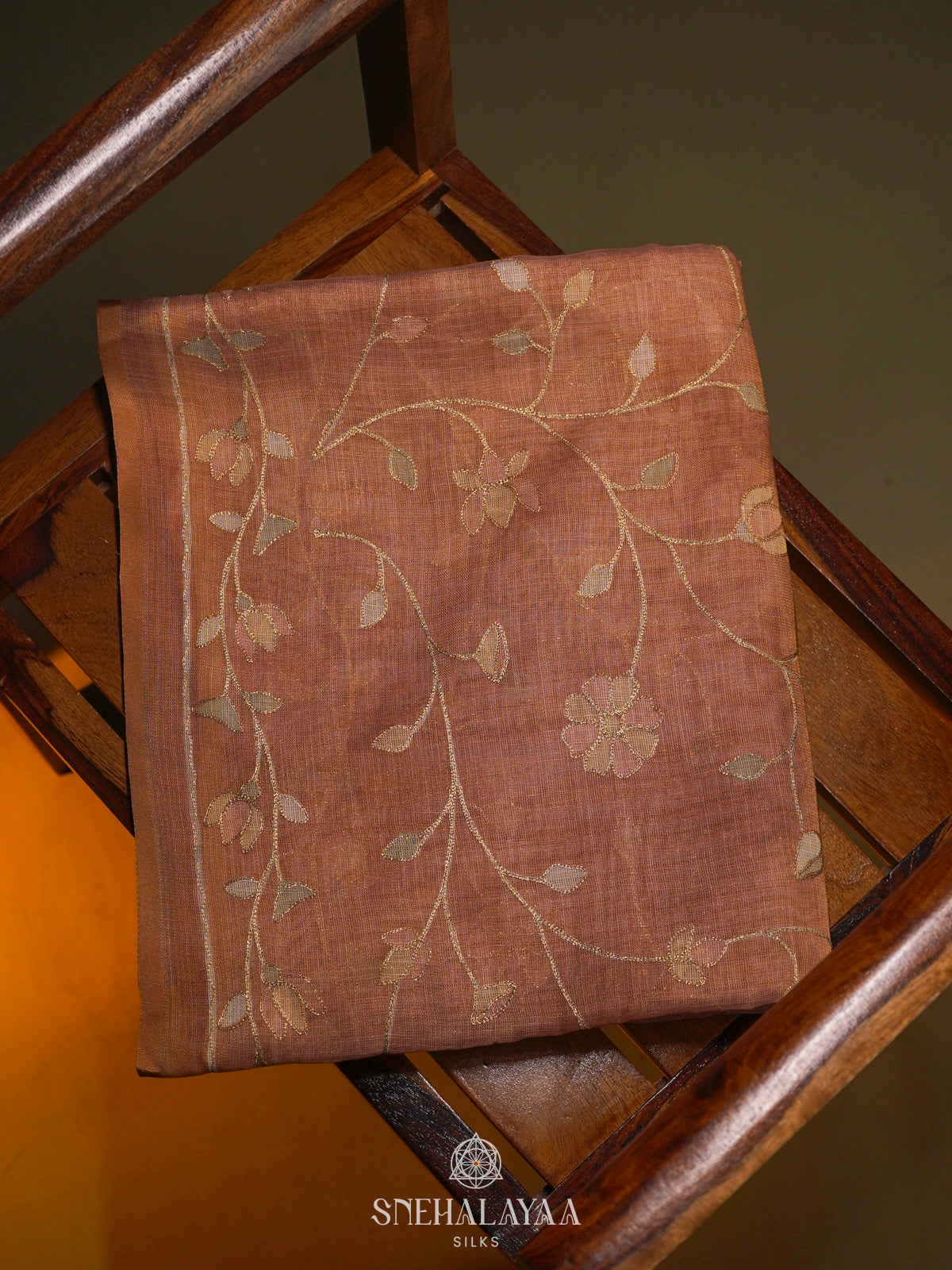 Peach Linen Saree