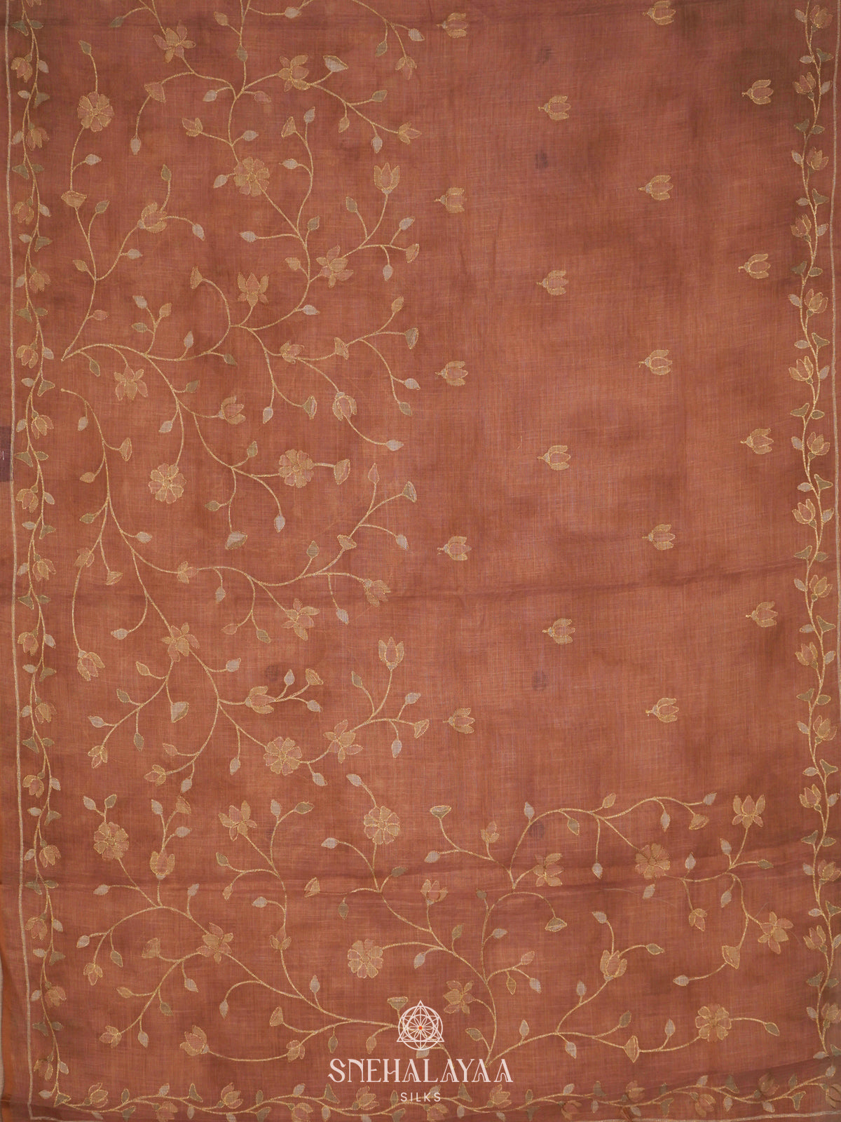 Peach Linen Saree