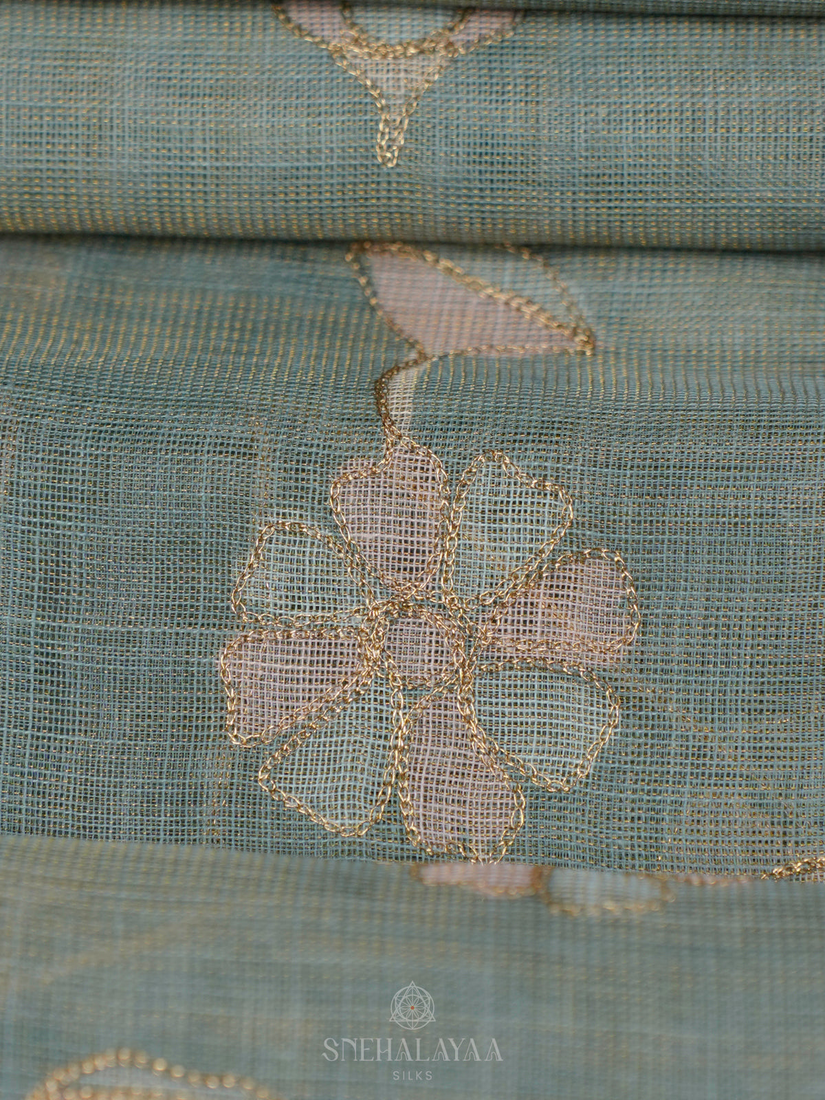 Teal Blue Linen Saree