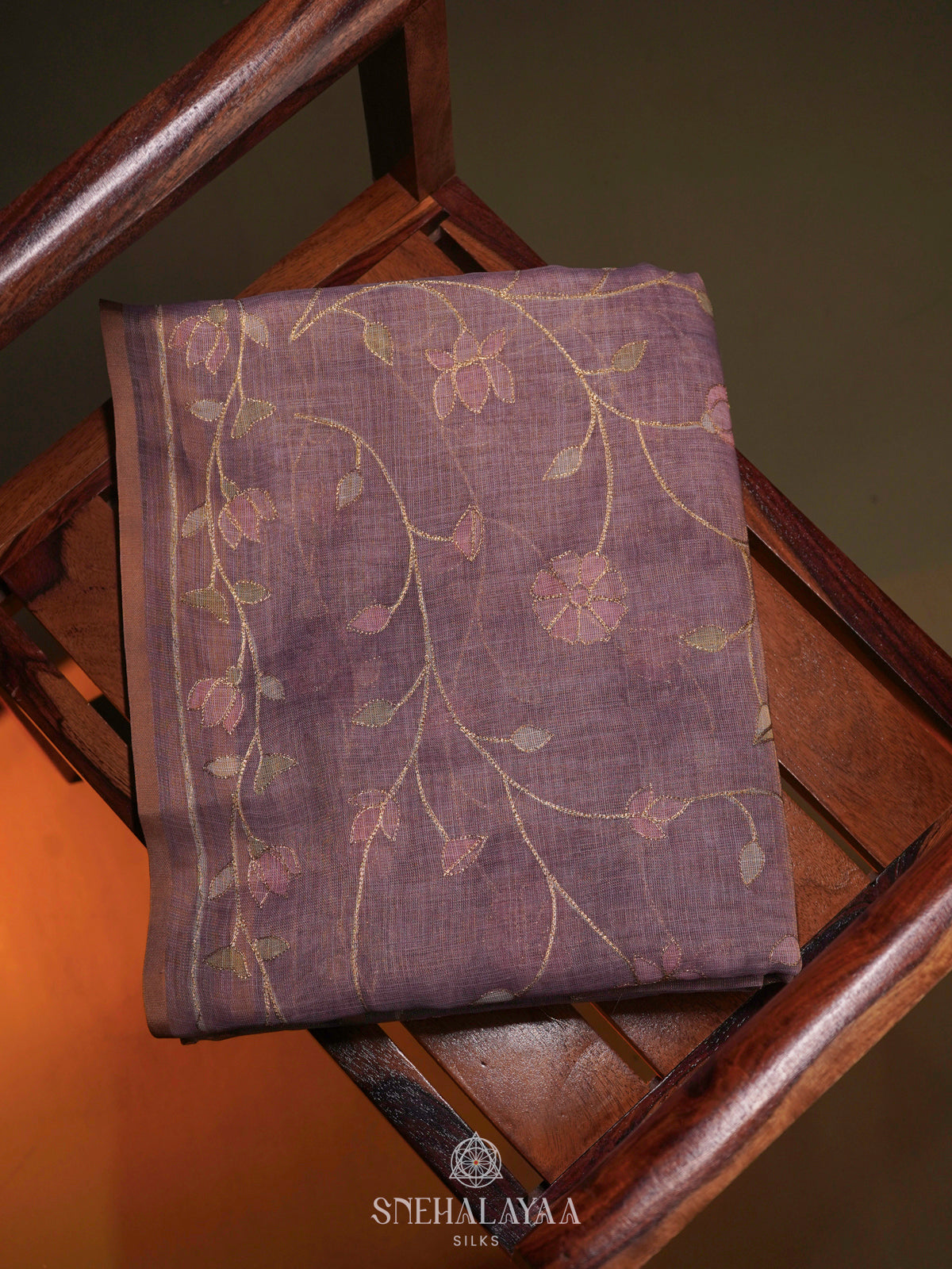 Plum Linen Saree