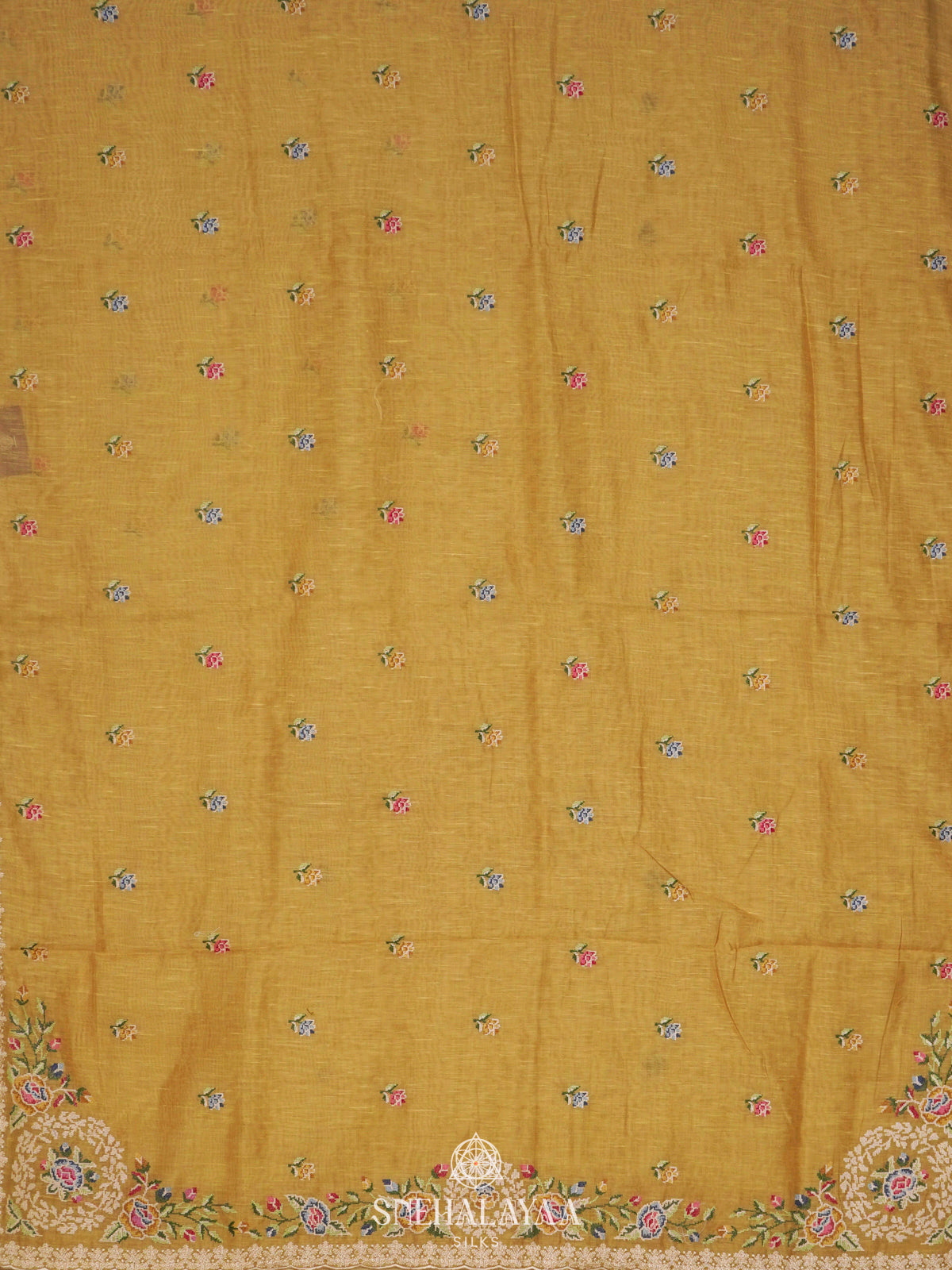 Yellow Linen Saree