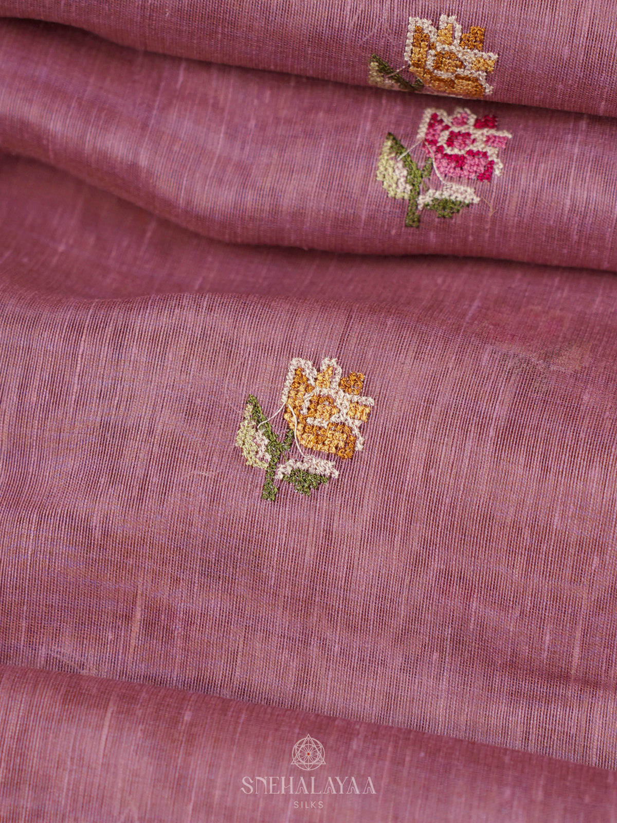 Pink Linen Saree