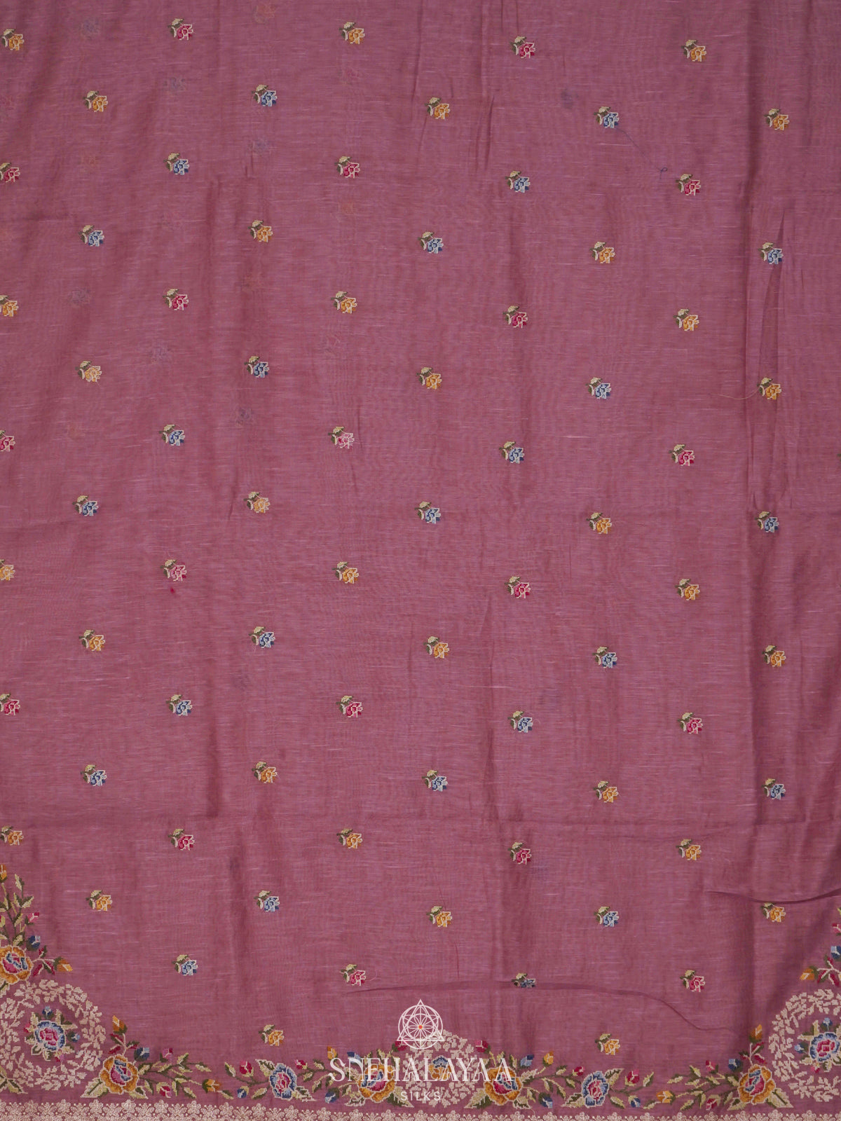 Pink Linen Saree