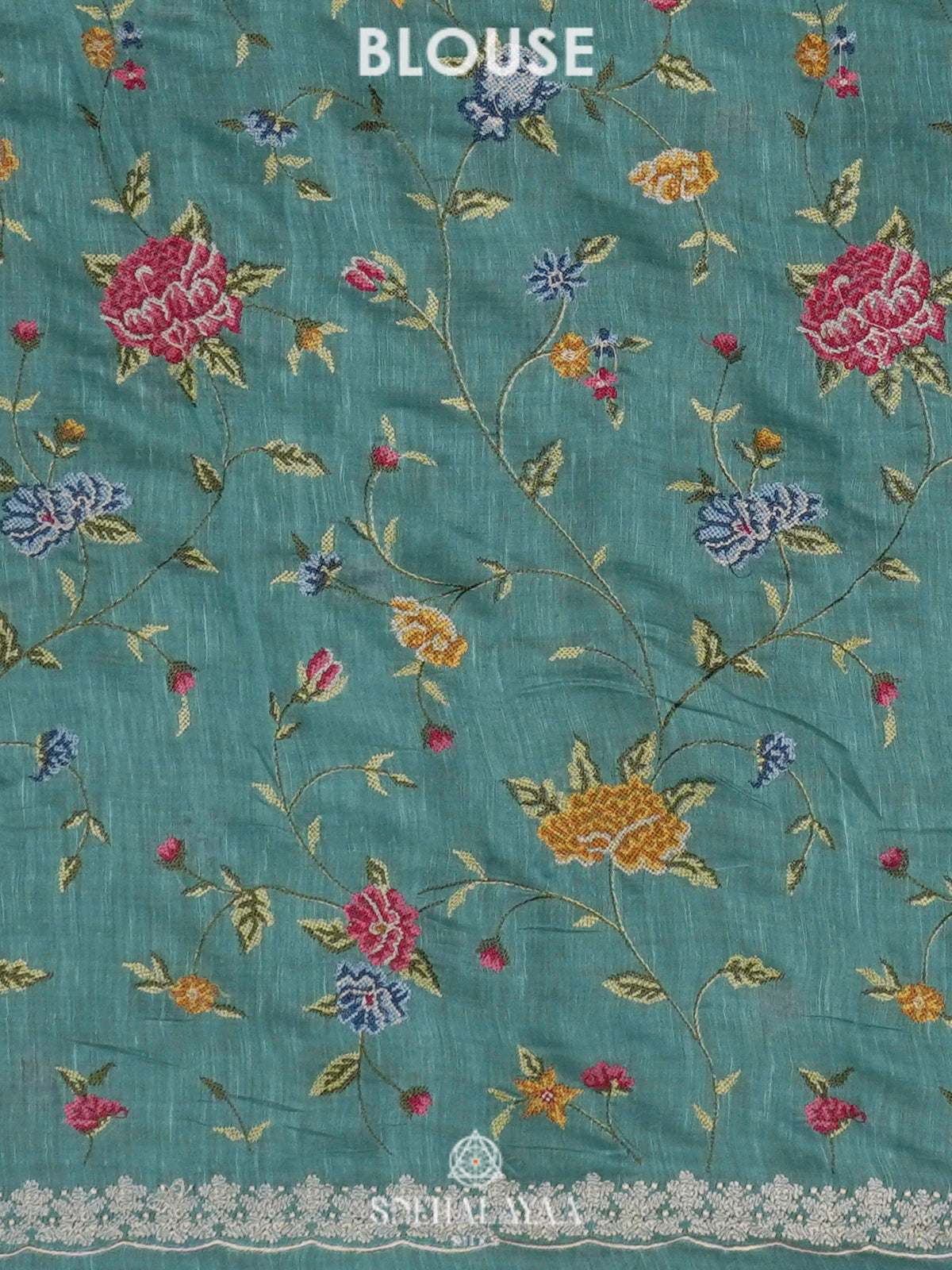 Teal Blue Linen Saree