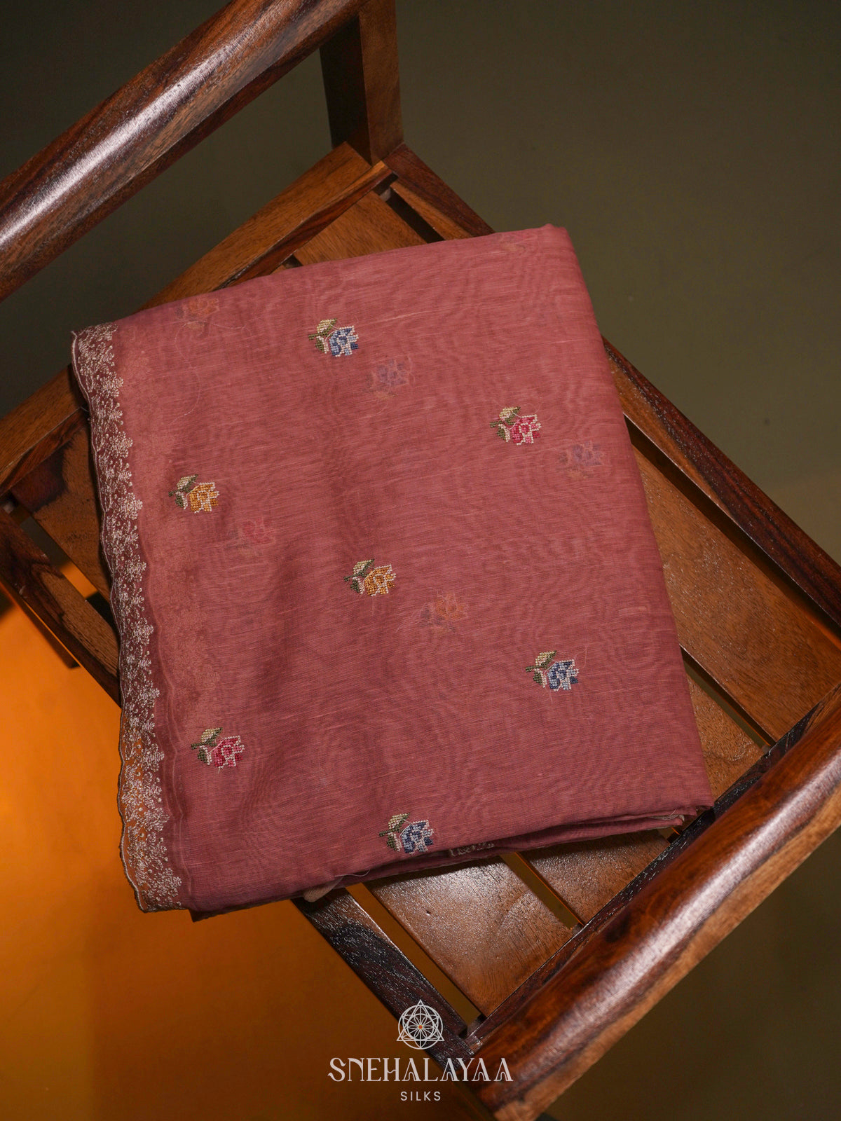 Peach Linen Saree