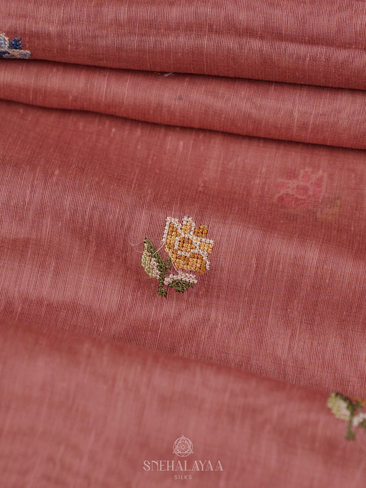 Peach Linen Saree
