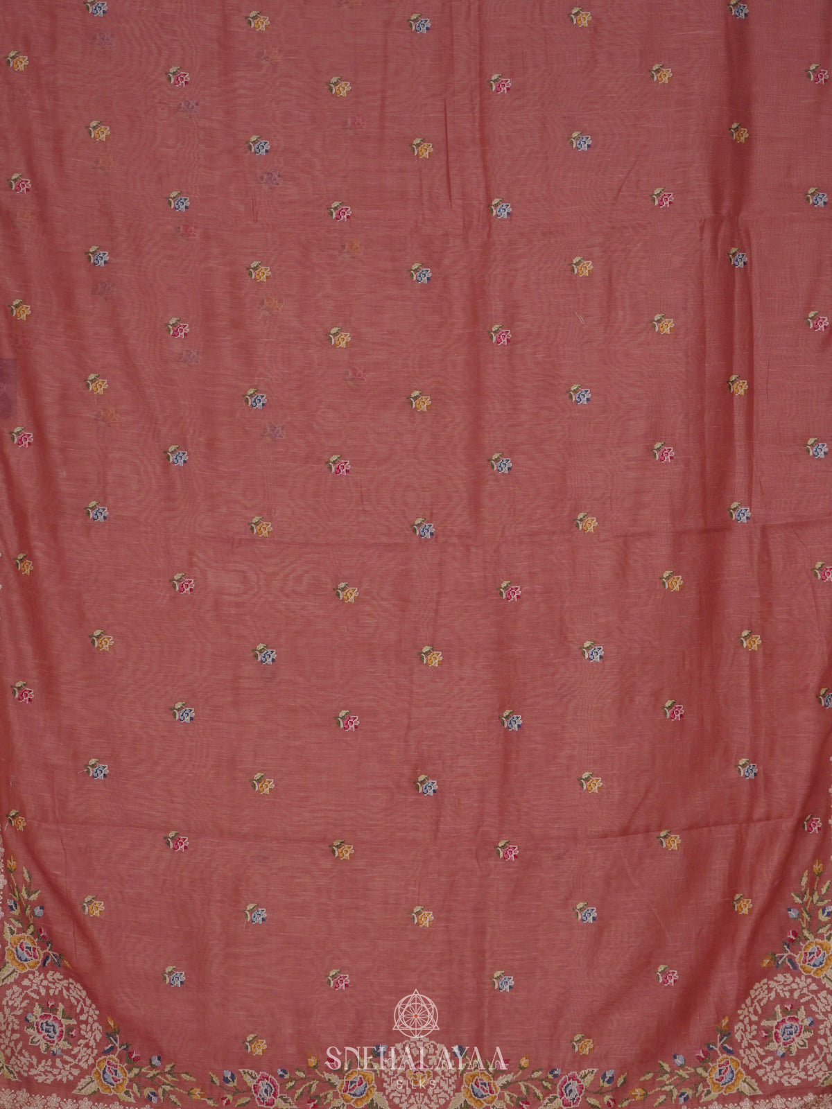 Peach Linen Saree