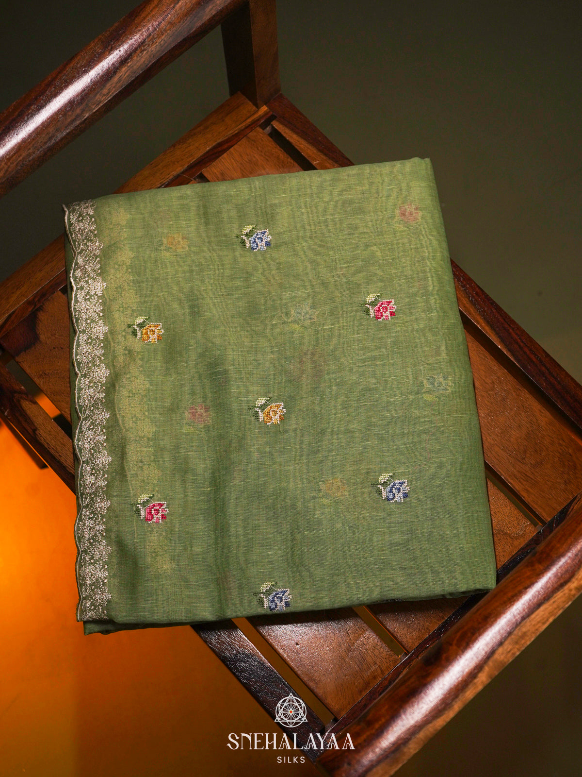 Green Linen Saree