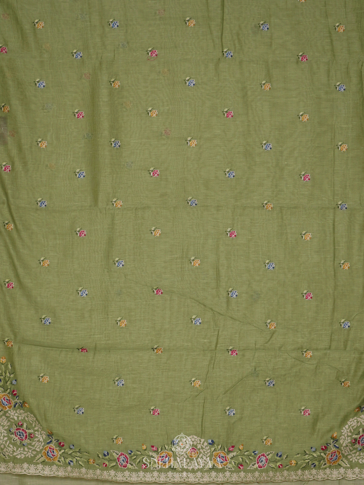 Green Linen Saree