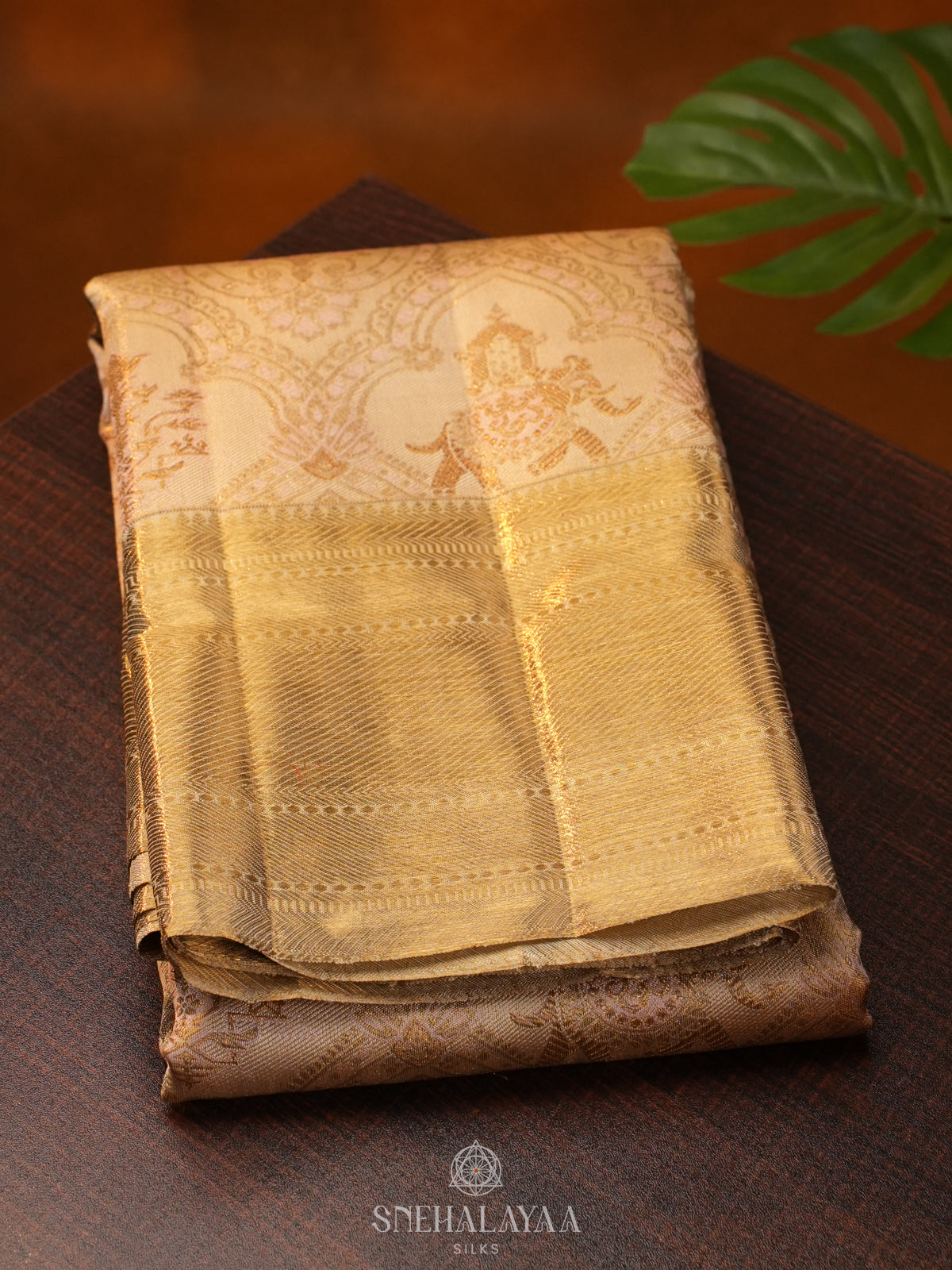 Beige  Kanjivaram Silk Saree