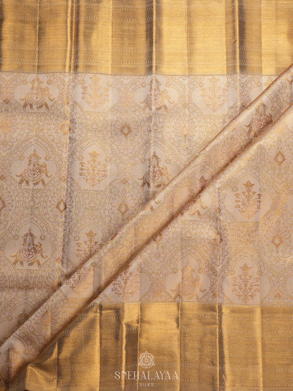 Beige  Kanjivaram Silk Saree