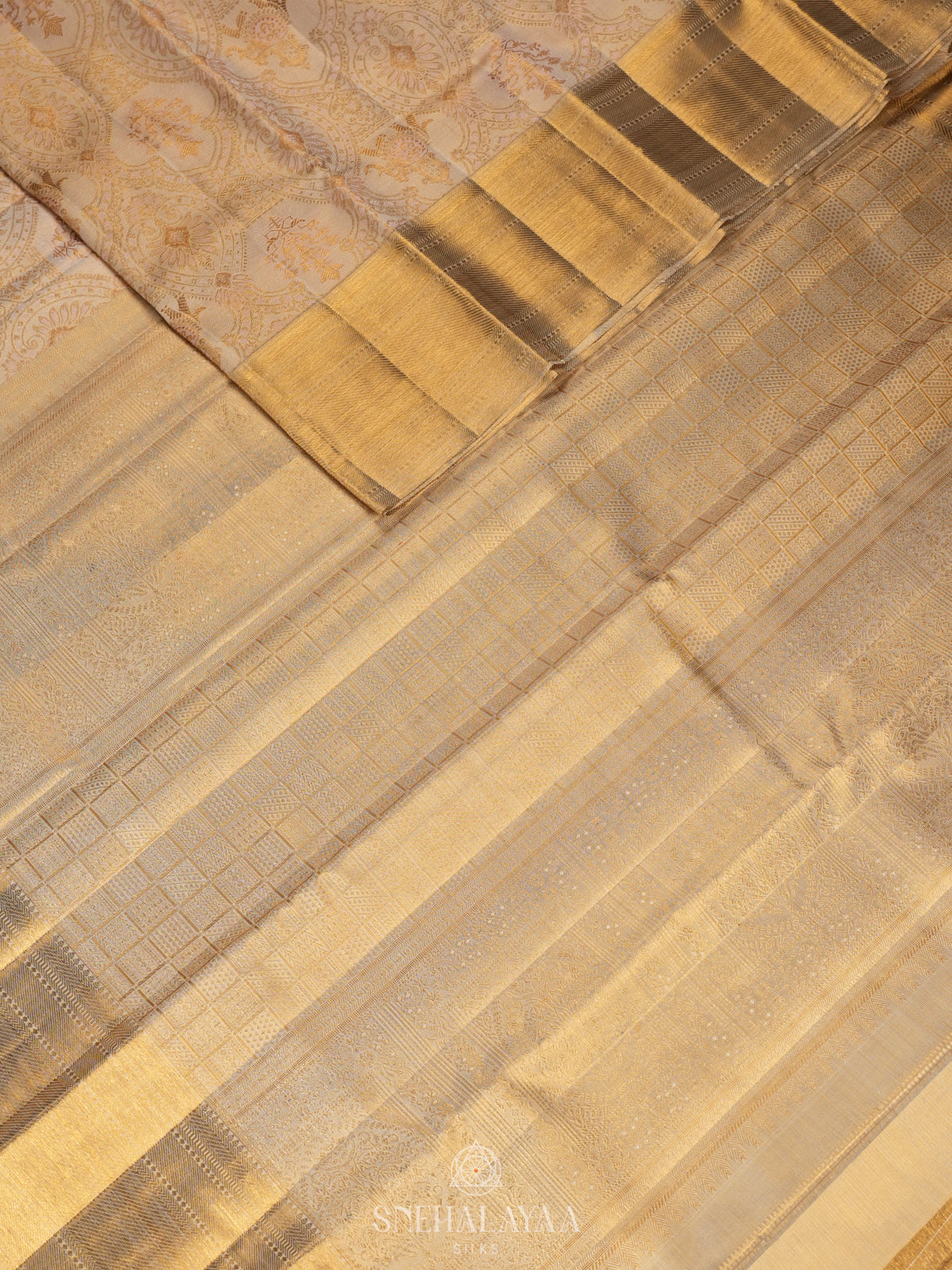 Beige  Kanjivaram Silk Saree