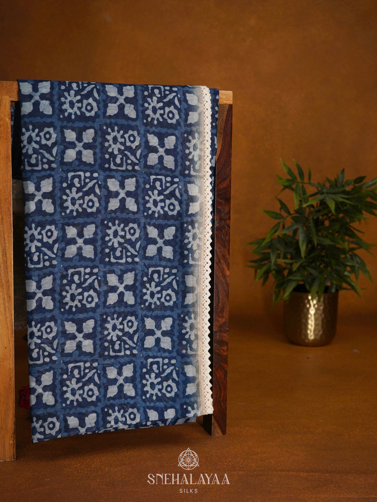 Navy Blue Linen Saree