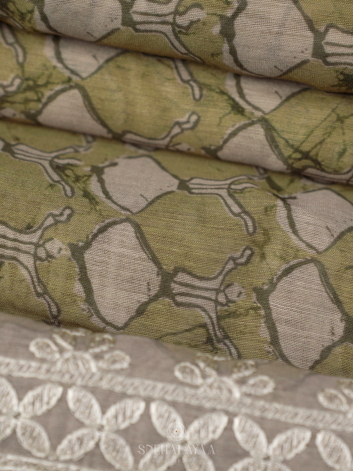 Sage Green Linen Saree
