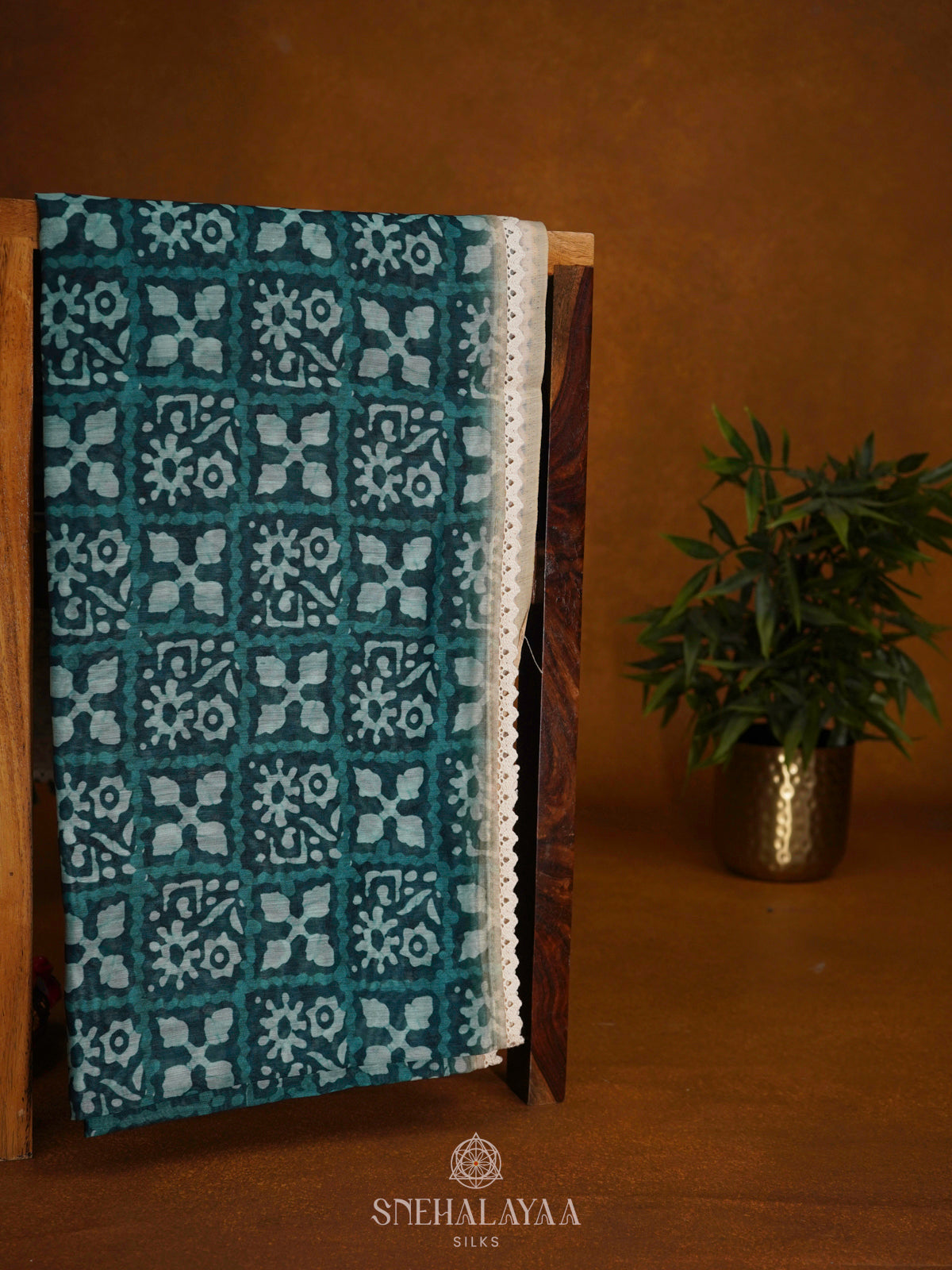 Teal Blue Linen Saree