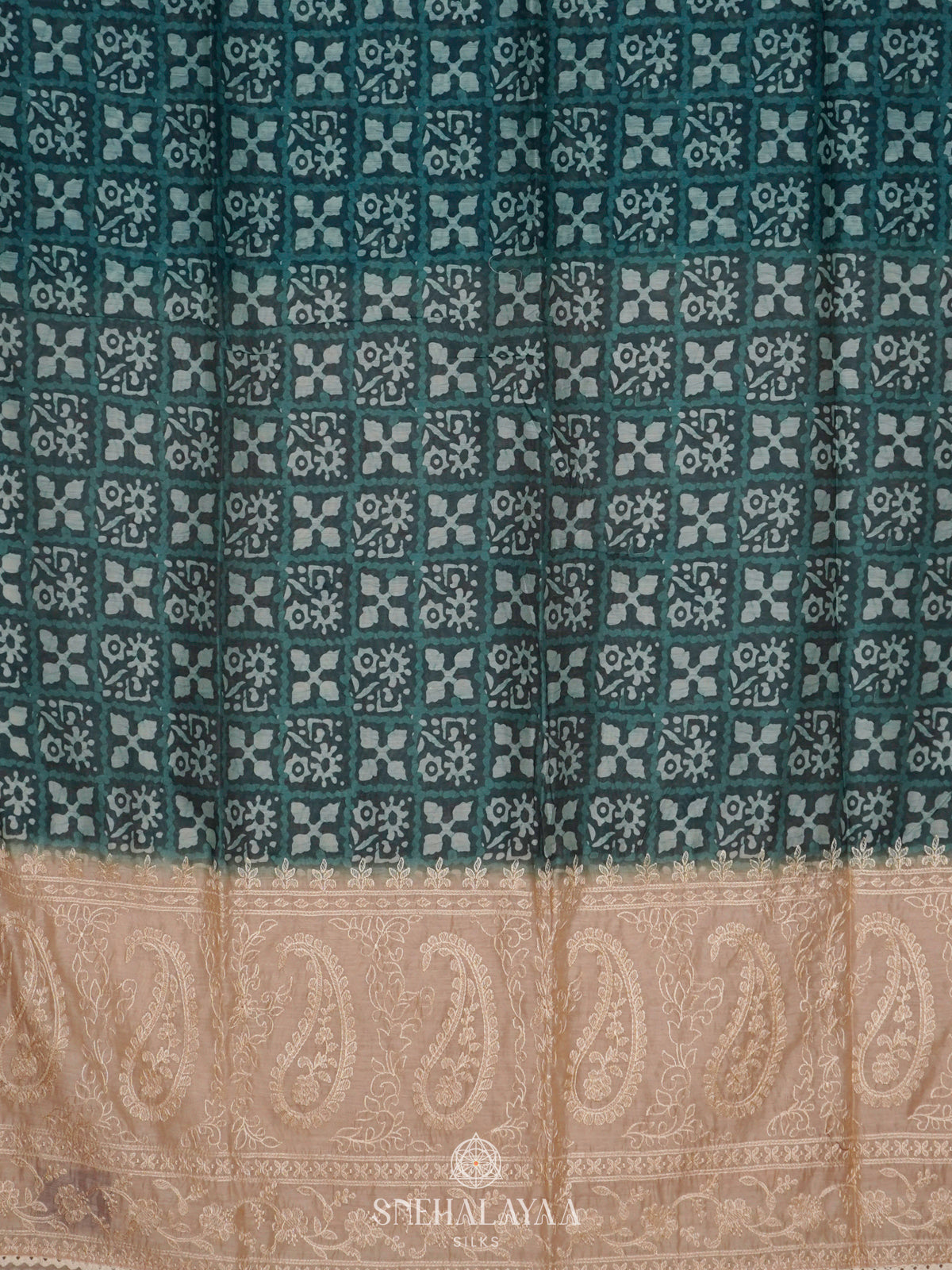 Teal Blue Linen Saree