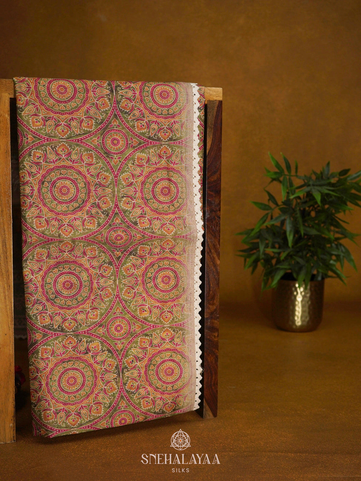 Olive Green Linen Saree