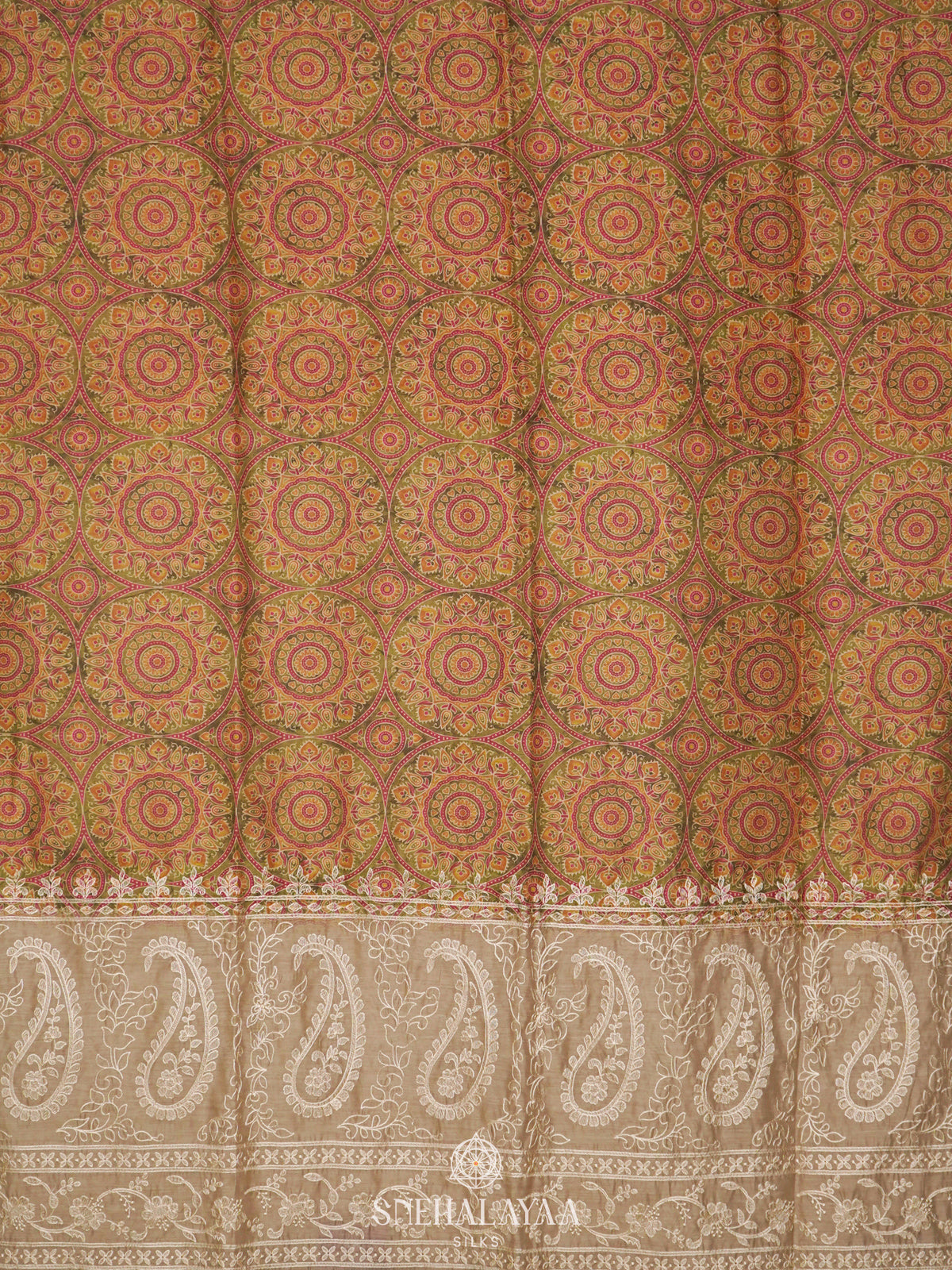 Olive Green Linen Saree
