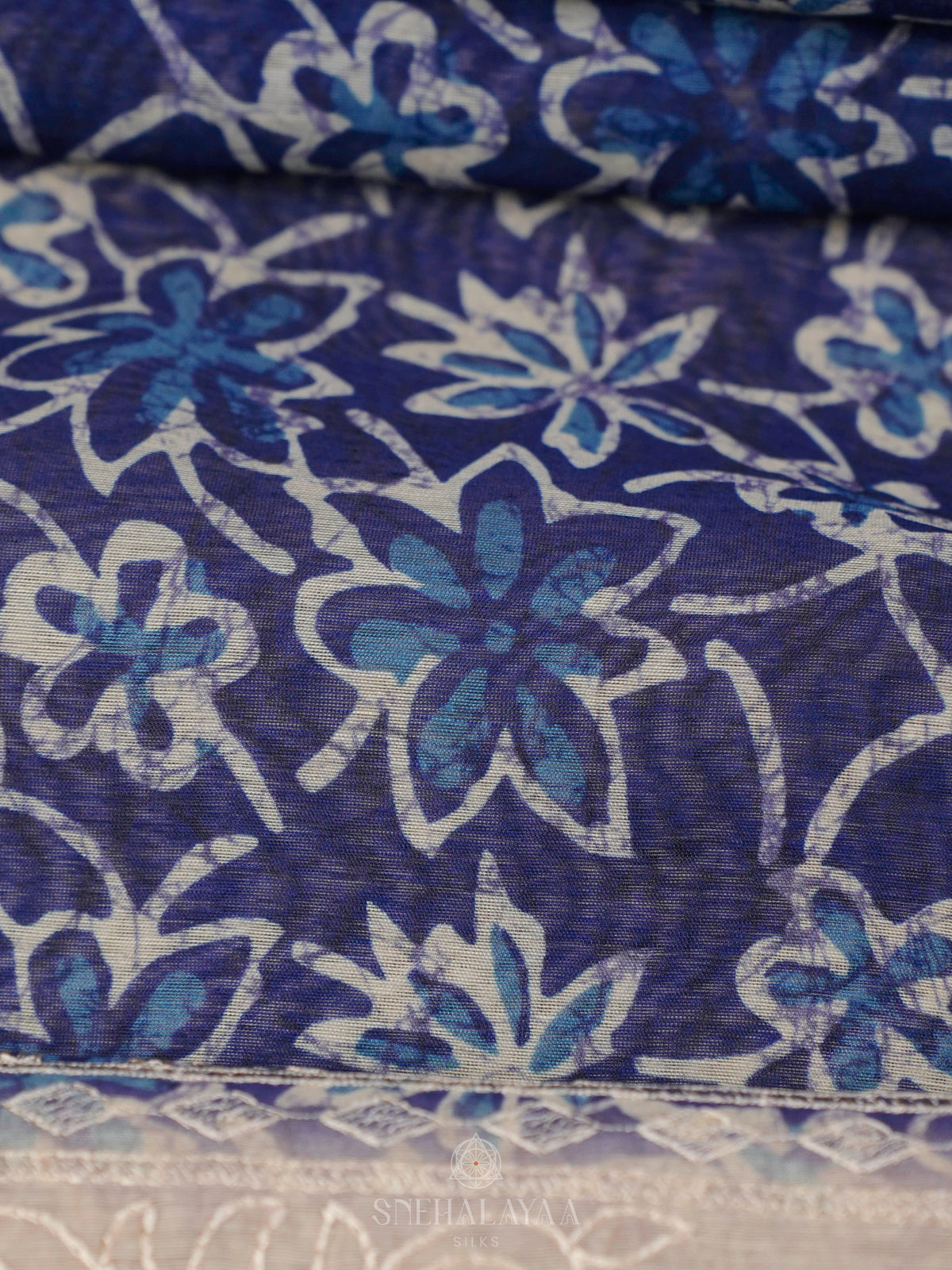 Navy Blue Linen Saree