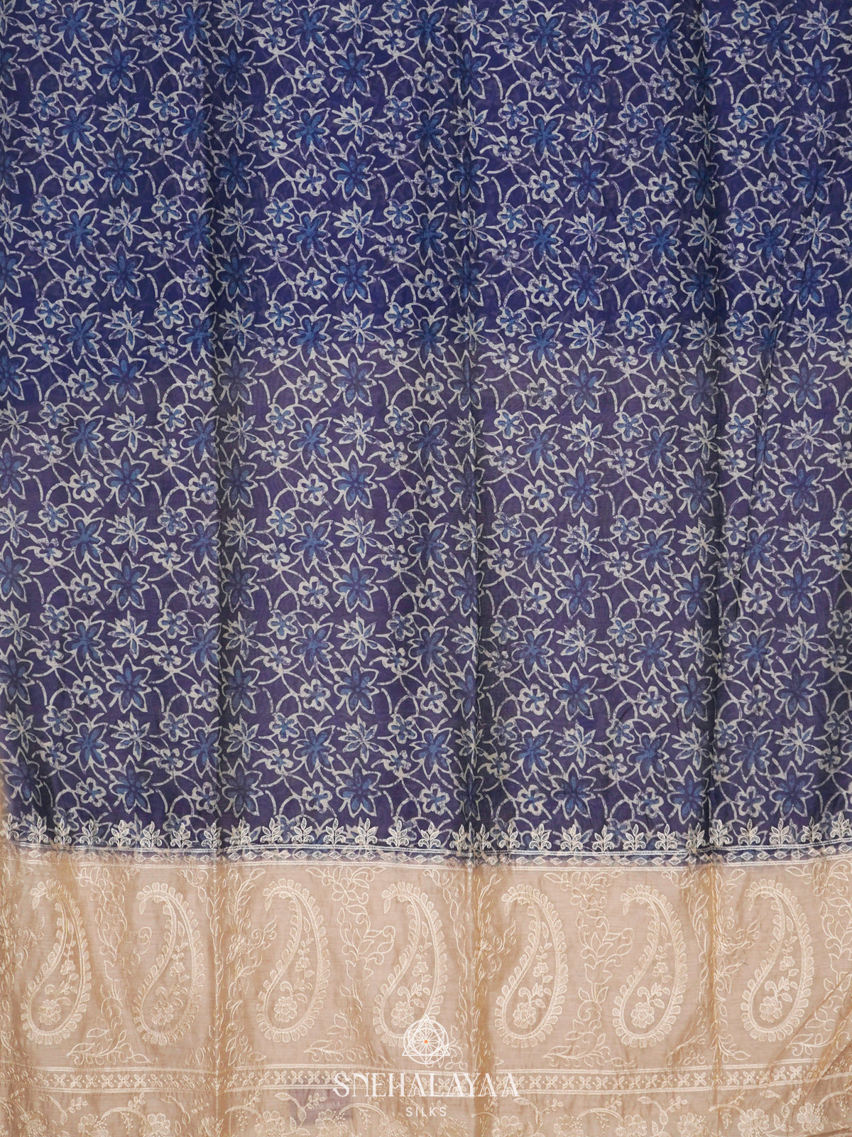 Navy Blue Linen Saree